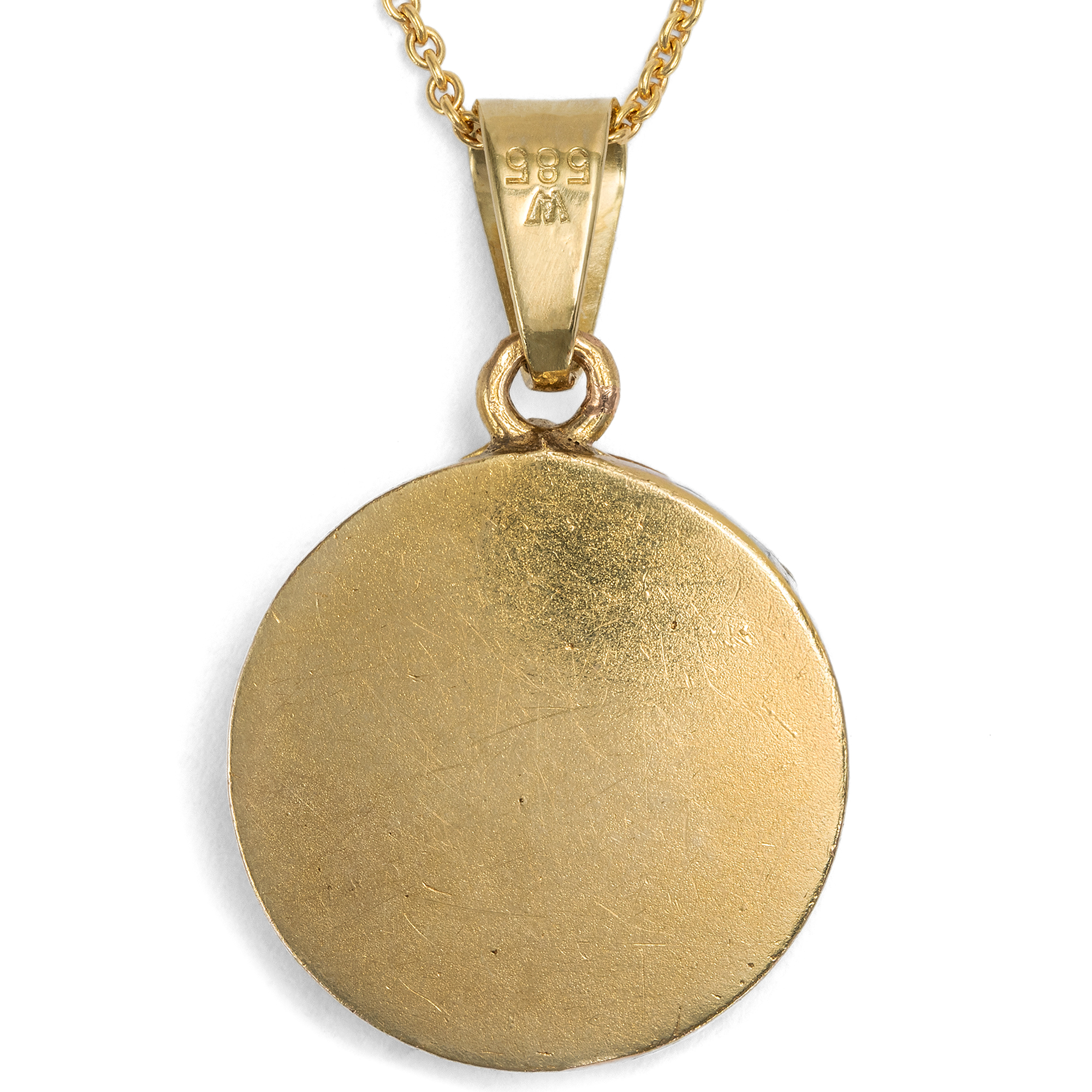 Enchanting Antique Locket with Enamel Painting on Gold, c. 1890 Enchanting Antique Locket with Enamel Painting on Gold, c. 1890