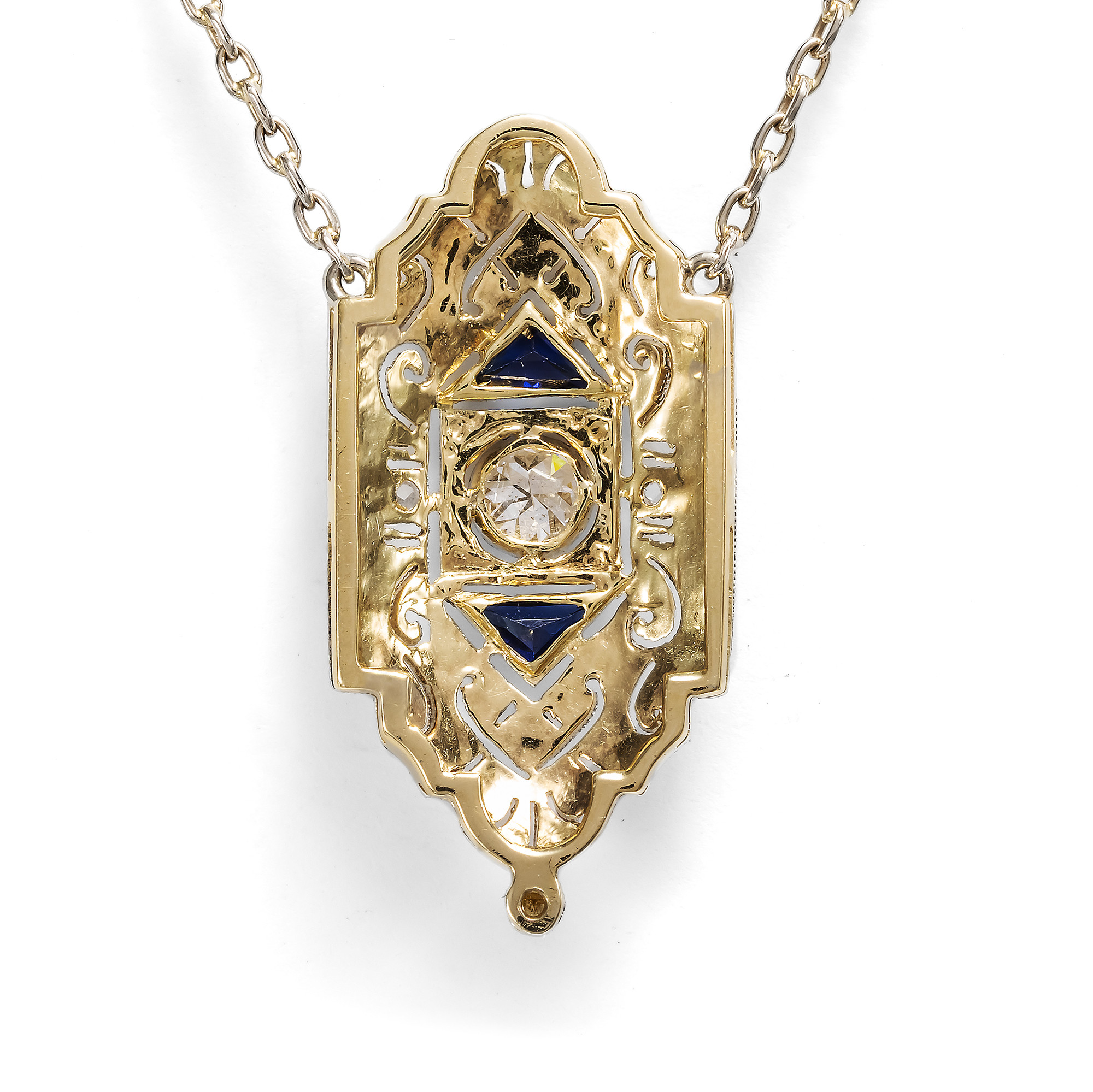 Feines Collier des Art Déco mit Diamanten in Gold & Platin, um 1930 Feines Collier des Art Déco mit Diamanten in Gold & Platin, um 1930