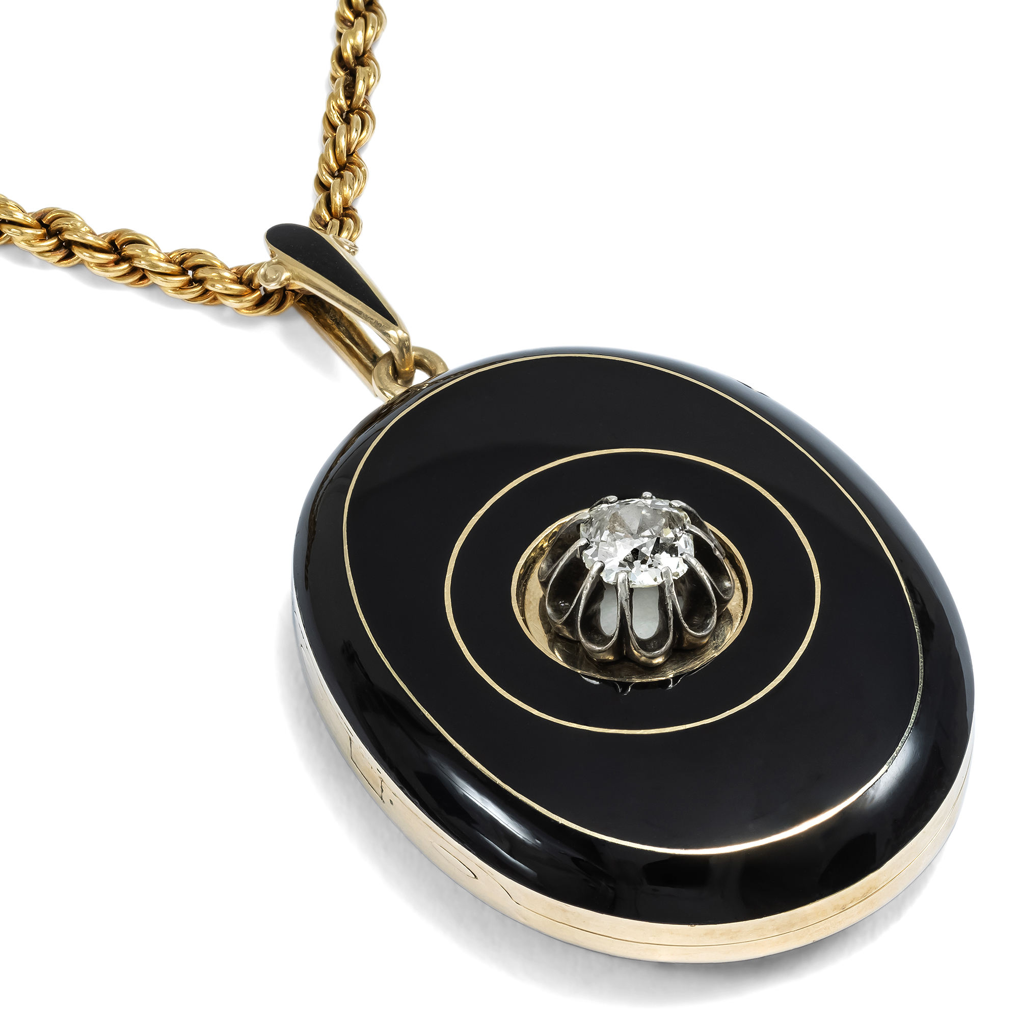 Large Gold Locket with an “Old Mine Cut” Diamond, c. 1870 Large Gold Locket with an “Old Mine Cut” Diamond, c. 1870