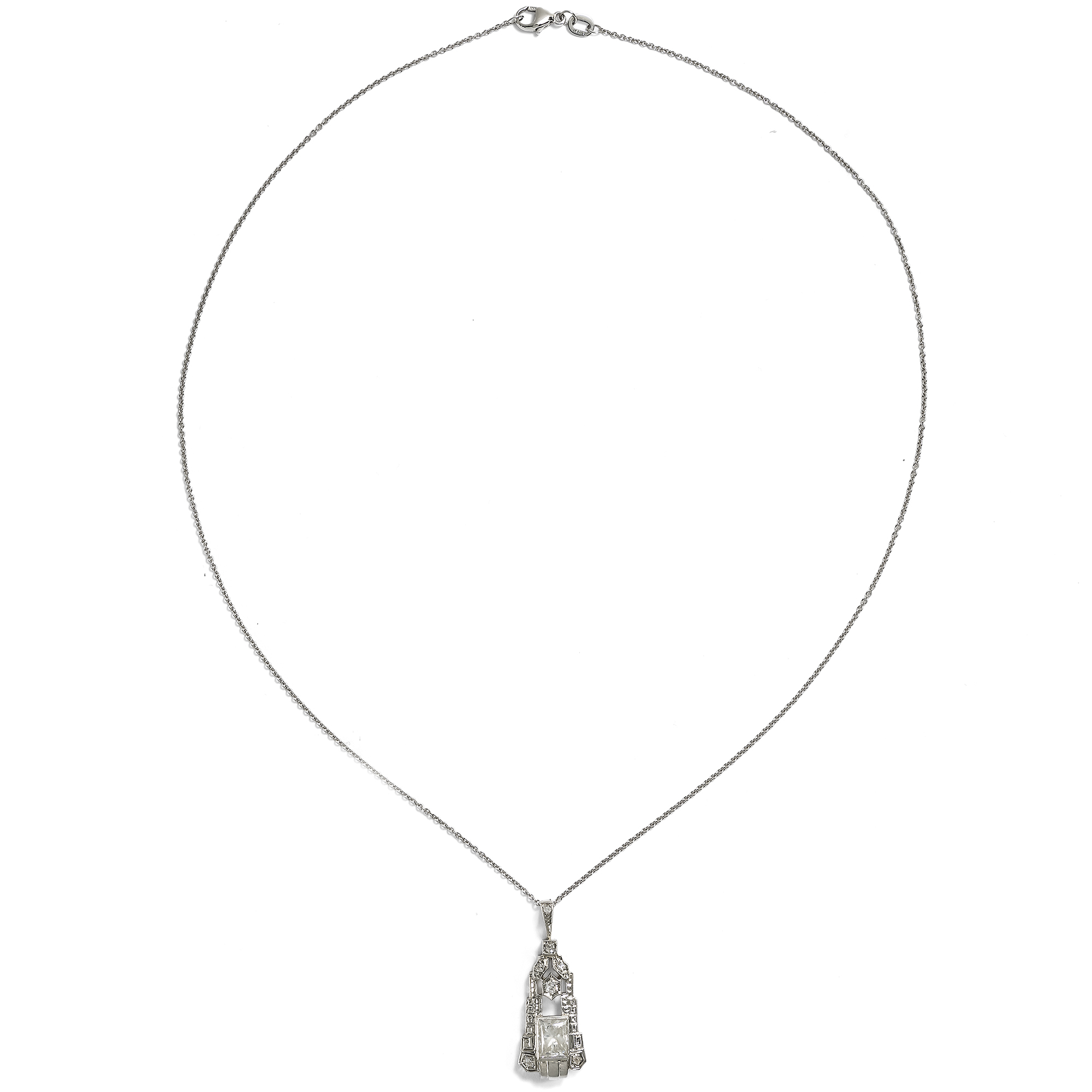 Antiker Anhänger mit modernem Diamanten in Weißgold, Wien um 1930 & später Antiker Anhänger mit modernem Diamanten in Weißgold, Wien um 1930 & später