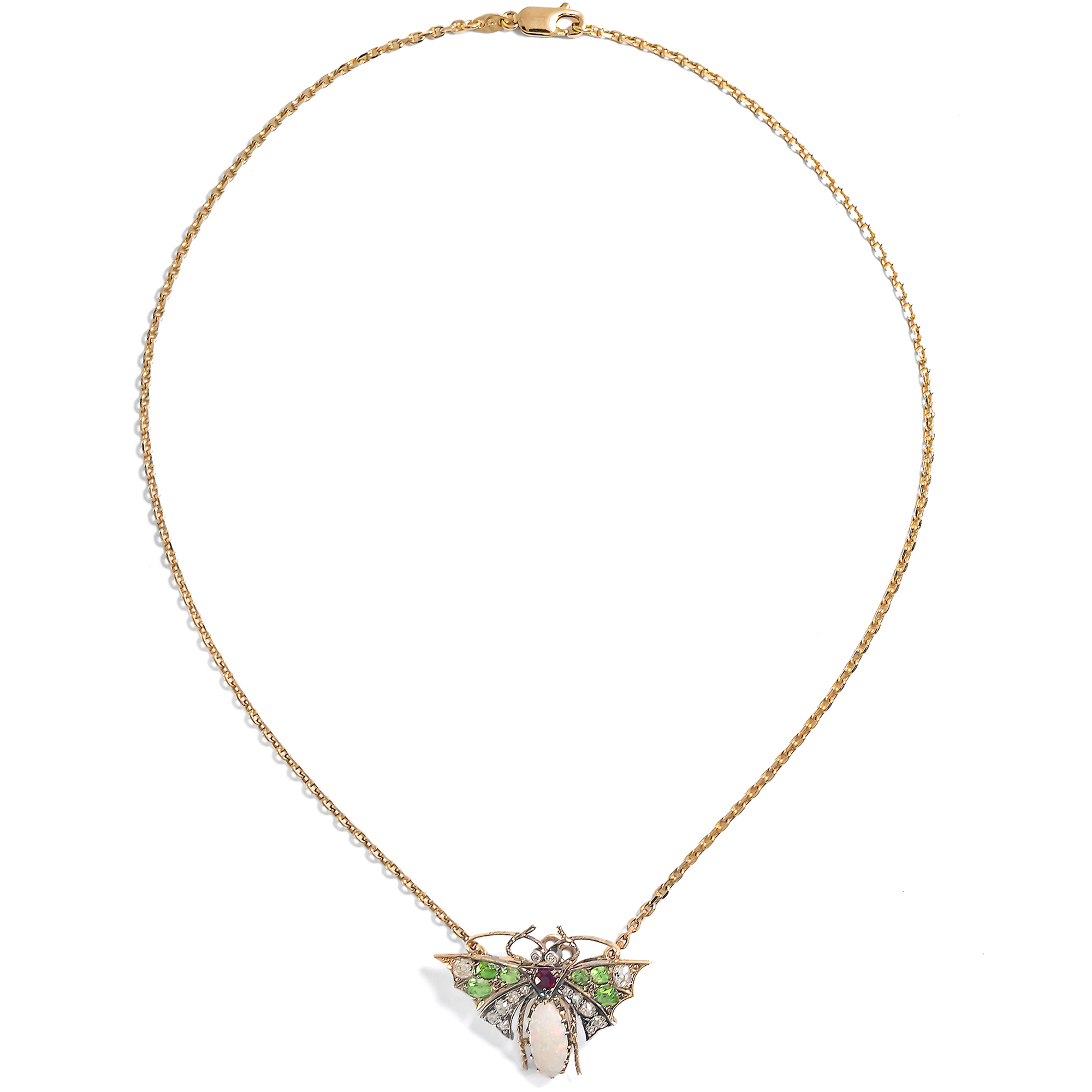 Fabelhafter Schmetterling mit Demantoiden, Diamanten und Opal, um 1900 Fabelhafter Schmetterling mit Demantoiden, Diamanten und Opal, um 1900