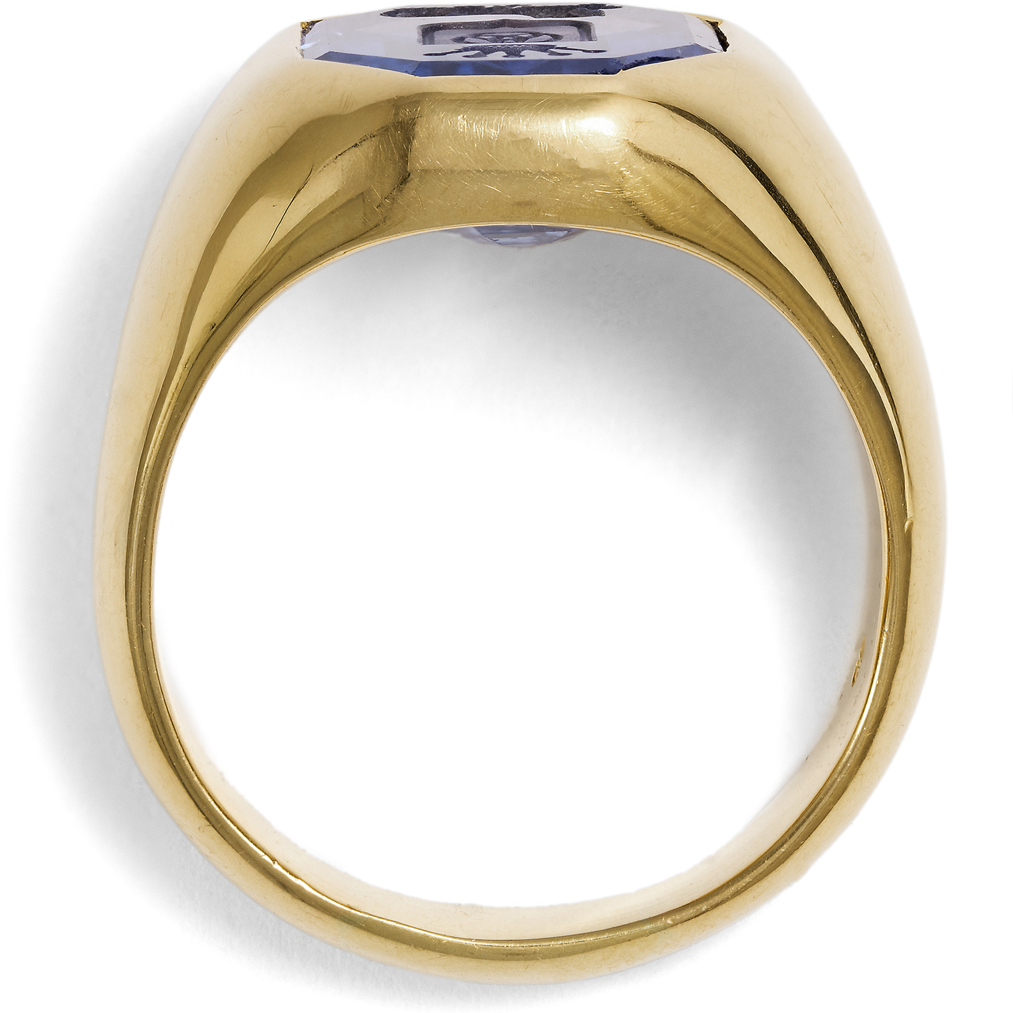 Spektakulärer Siegelring aus Gold mit Wappen in Saphir, Wien um 1960 Spektakulärer Siegelring aus Gold mit Wappen in Saphir, Wien um 1960