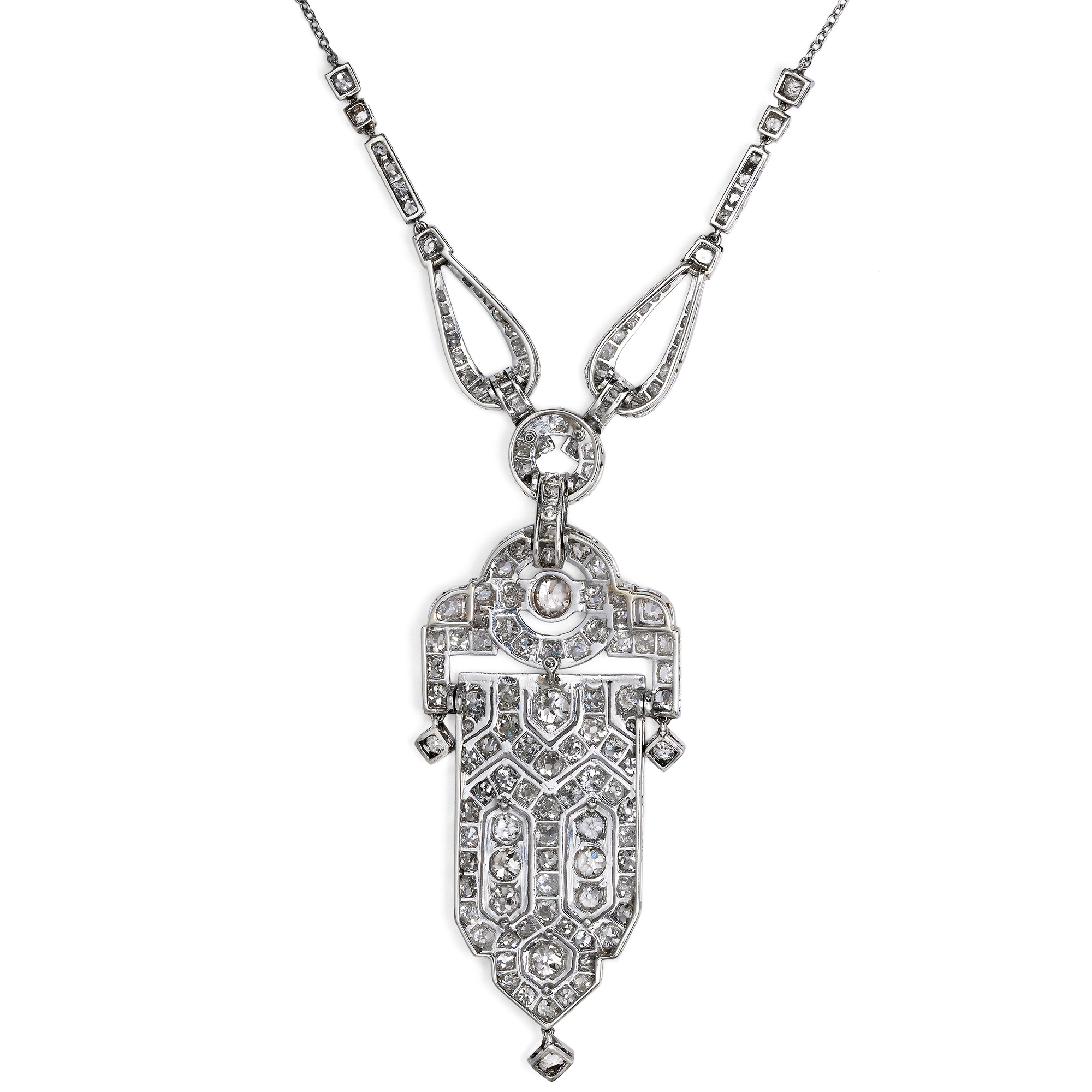 Prachtvolles Collier des Art Déco mit 7,00 ct Diamanten in Platin & Weißgold, um 1925 Prachtvolles Collier des Art Déco mit 7,00 ct Diamanten in Platin & Weißgold, um 1925
