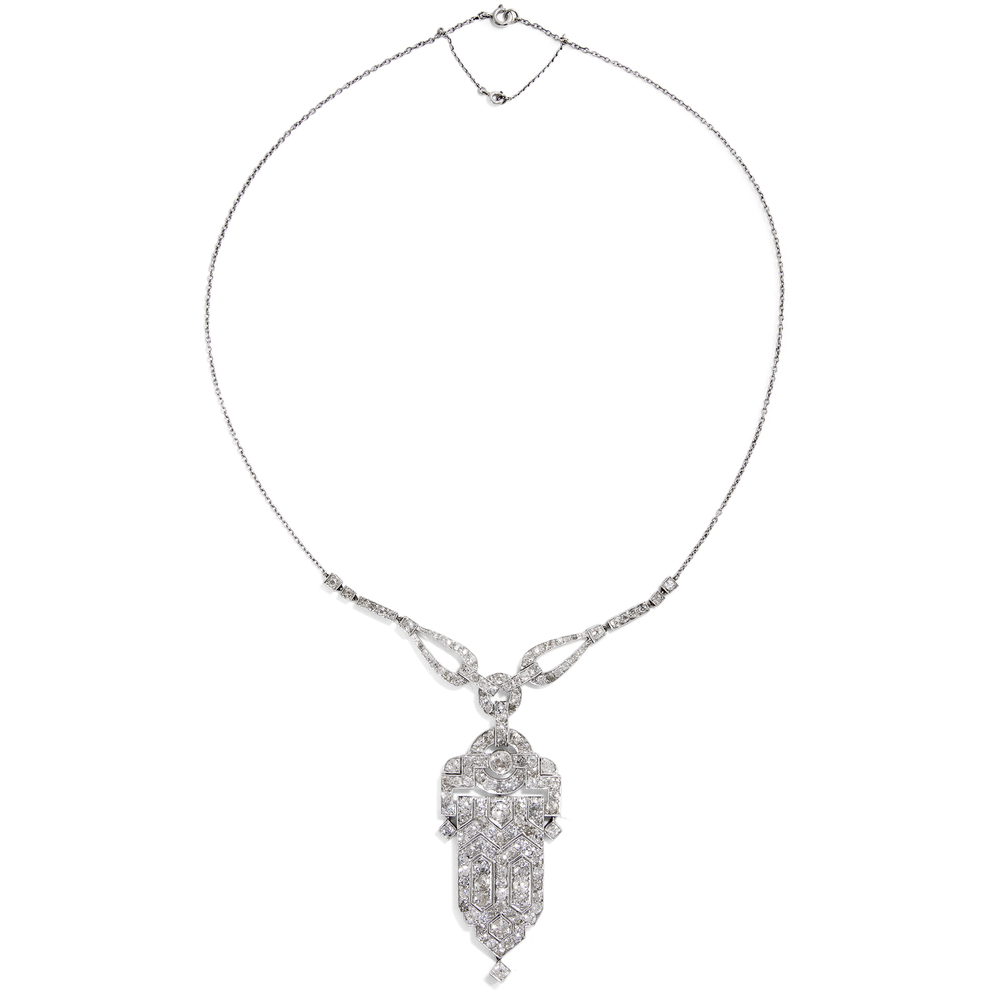 Prachtvolles Collier des Art Déco mit 7,00 ct Diamanten in Platin & Weißgold, um 1925 Prachtvolles Collier des Art Déco mit 7,00 ct Diamanten in Platin & Weißgold, um 1925