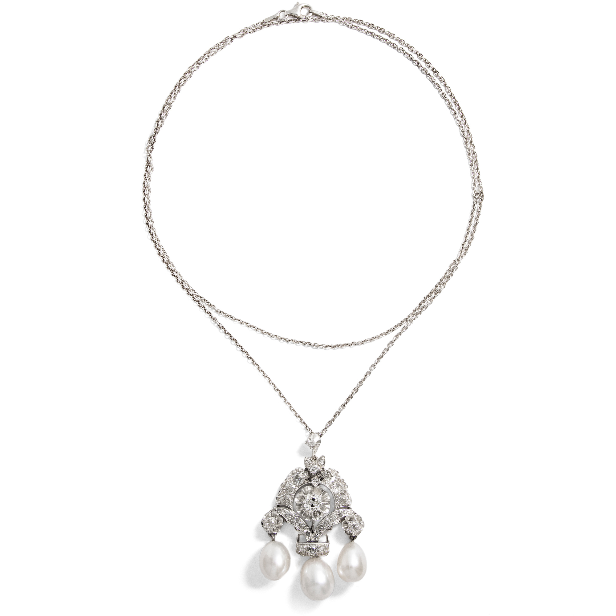 Ungewöhnlicher Anhänger mit Diamanten in Silber & Gold mit Zuchtperlen, um 1880 & später Ungewöhnlicher Anhänger mit Diamanten in Silber & Gold mit Zuchtperlen, um 1880 & später