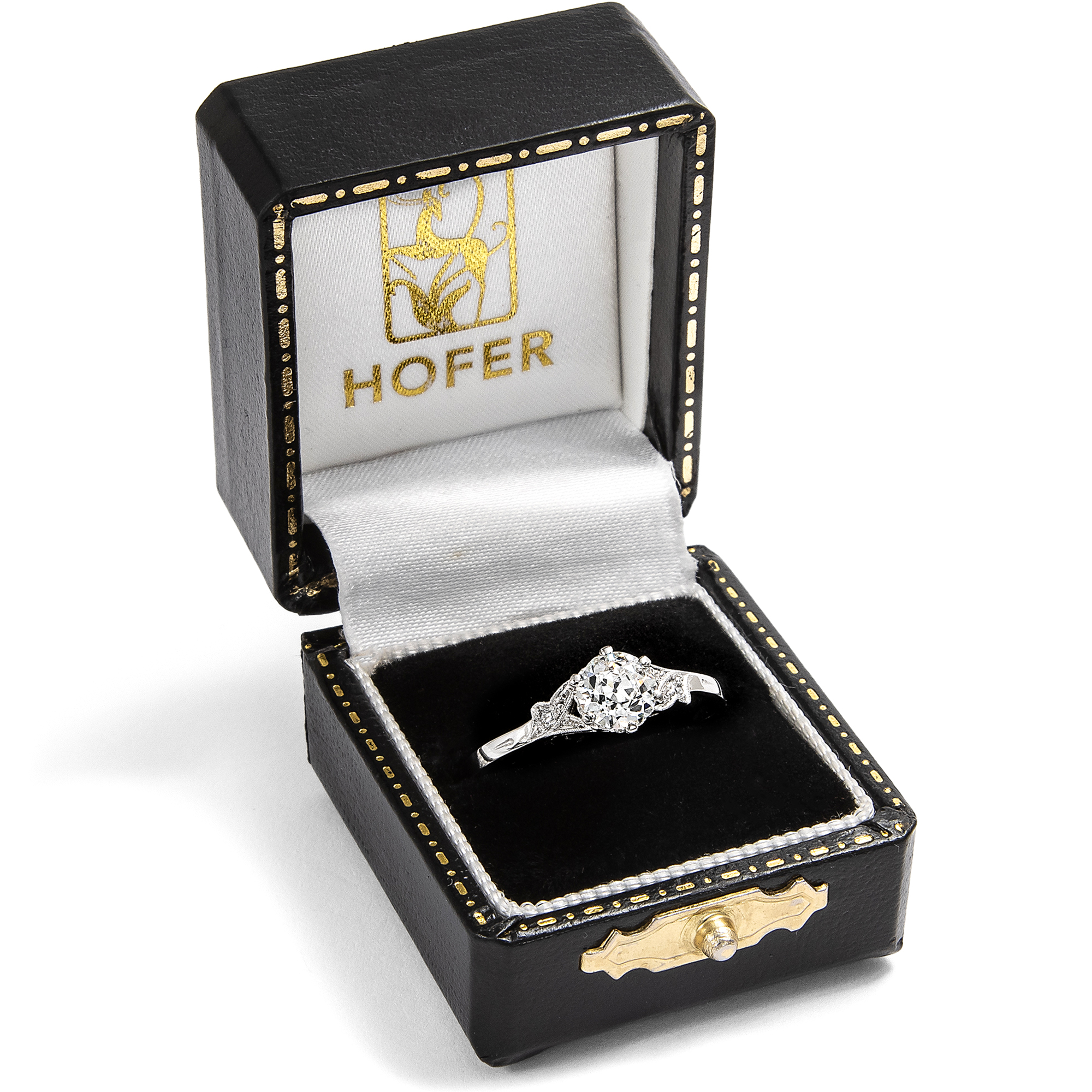 Zarter Ring aus unserer Werkstatt mit 0,83 ct „Old European Cut“ Diamant in Platin Zarter Ring aus unserer Werkstatt mit 0,83 ct „Old European Cut“ Diamant in Platin