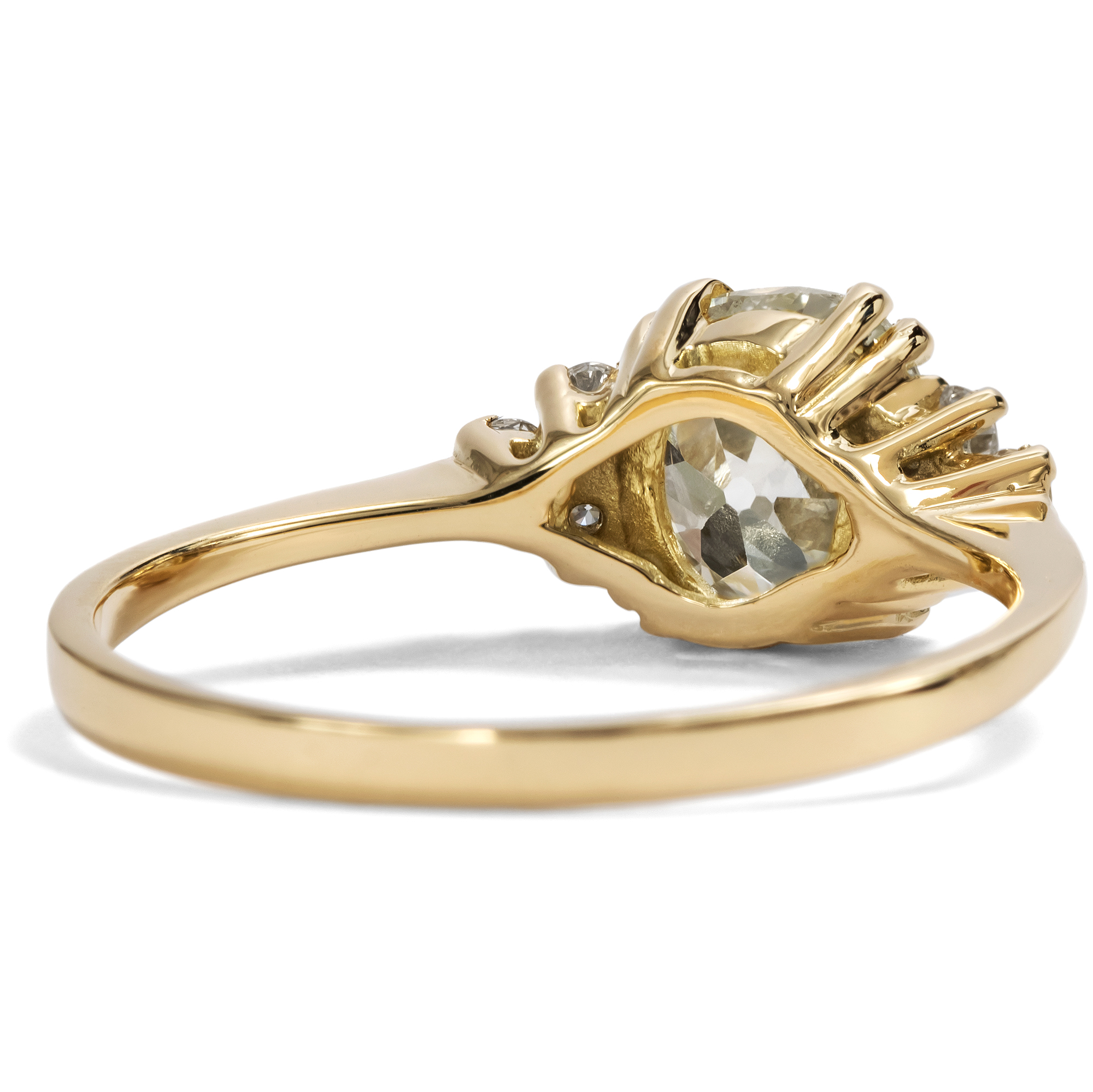 Fine Gold Ring with Cushion-Shaped 1.19 ct "Old Mine Cut" Diamond from Our Workshop Fine Gold Ring with Cushion-Shaped 1.19 ct "Old Mine Cut" Diamond from Our Workshop