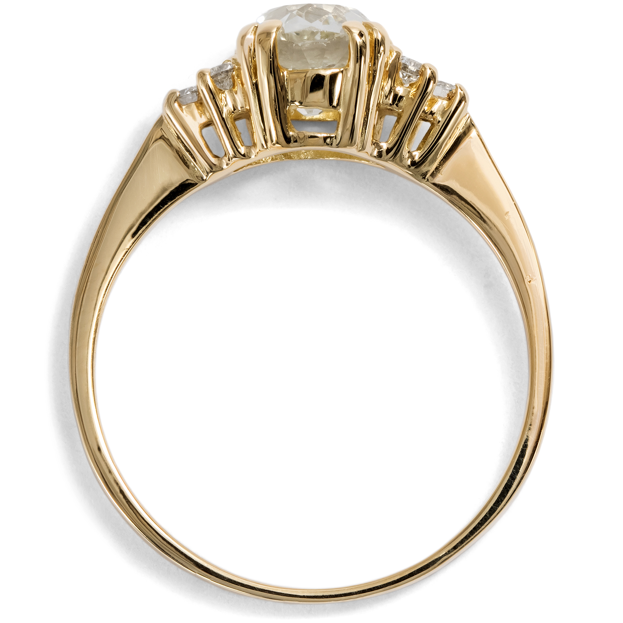 Fine Gold Ring with Cushion-Shaped 1.19 ct "Old Mine Cut" Diamond from Our Workshop Fine Gold Ring with Cushion-Shaped 1.19 ct "Old Mine Cut" Diamond from Our Workshop