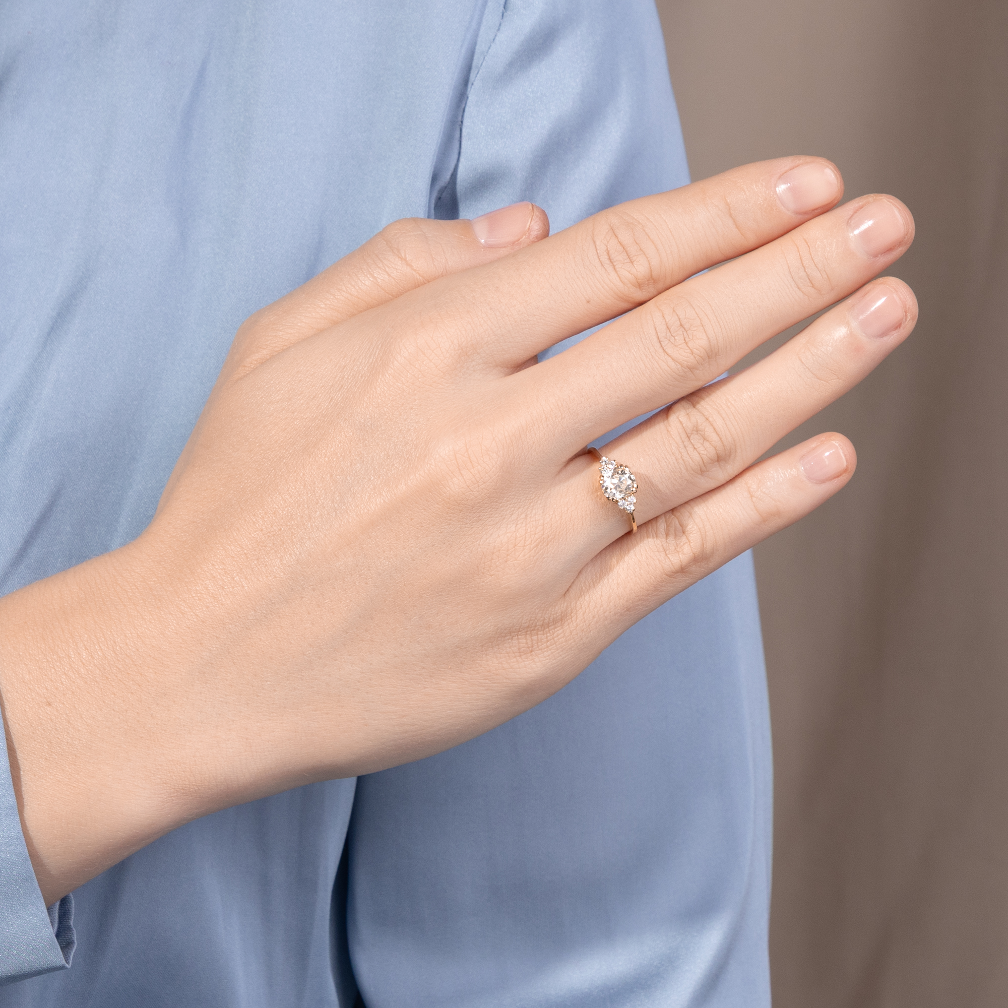 Fine Gold Ring with Cushion-Shaped 1.19 ct "Old Mine Cut" Diamond from Our Workshop Fine Gold Ring with Cushion-Shaped 1.19 ct "Old Mine Cut" Diamond from Our Workshop