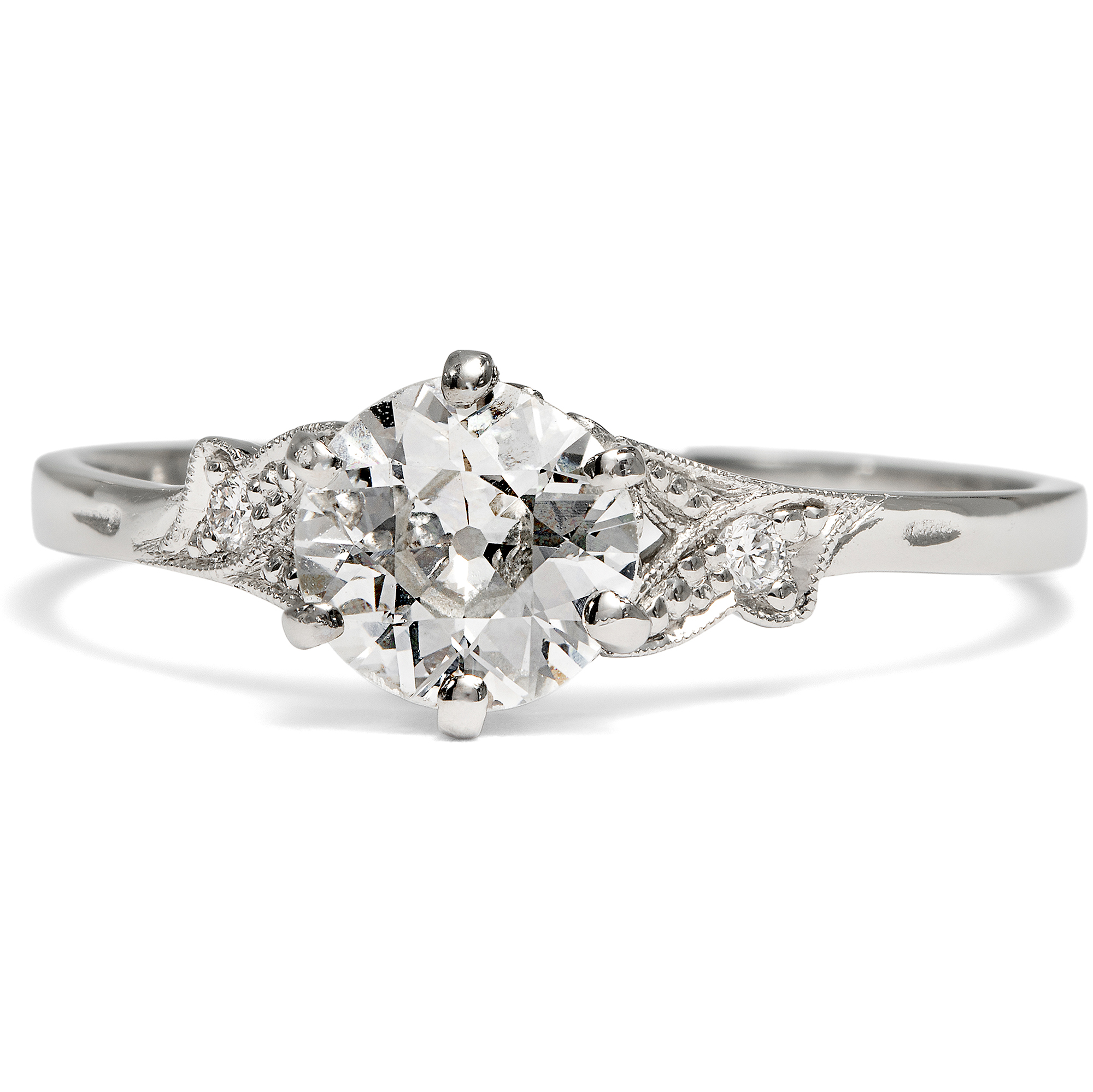 Zarter Ring aus unserer Werkstatt mit 0,82 ct „Old European Cut“ Diamant in Platin Zarter Ring aus unserer Werkstatt mit 0,82 ct „Old European Cut“ Diamant in Platin