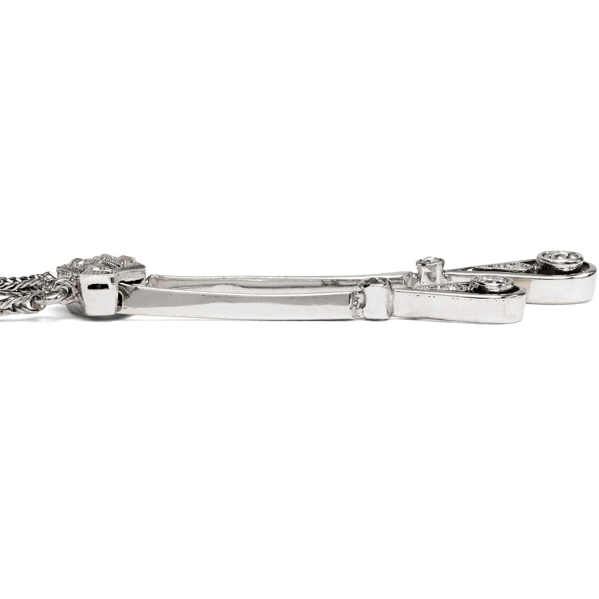 Elegante „Toi-et-Moi“-Lavalière mit Diamanten, Belle Époque um 1905 Elegante „Toi-et-Moi“-Lavalière mit Diamanten, Belle Époque um 1905