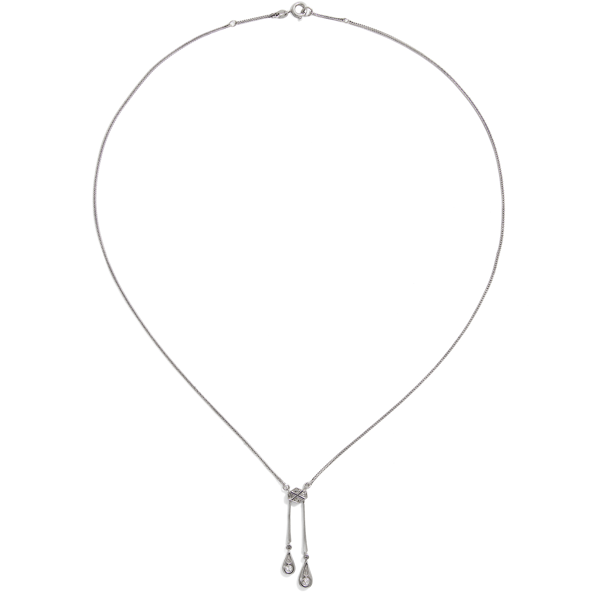 Elegante „Toi-et-Moi“-Lavalière mit Diamanten, Belle Époque um 1905 Elegante „Toi-et-Moi“-Lavalière mit Diamanten, Belle Époque um 1905