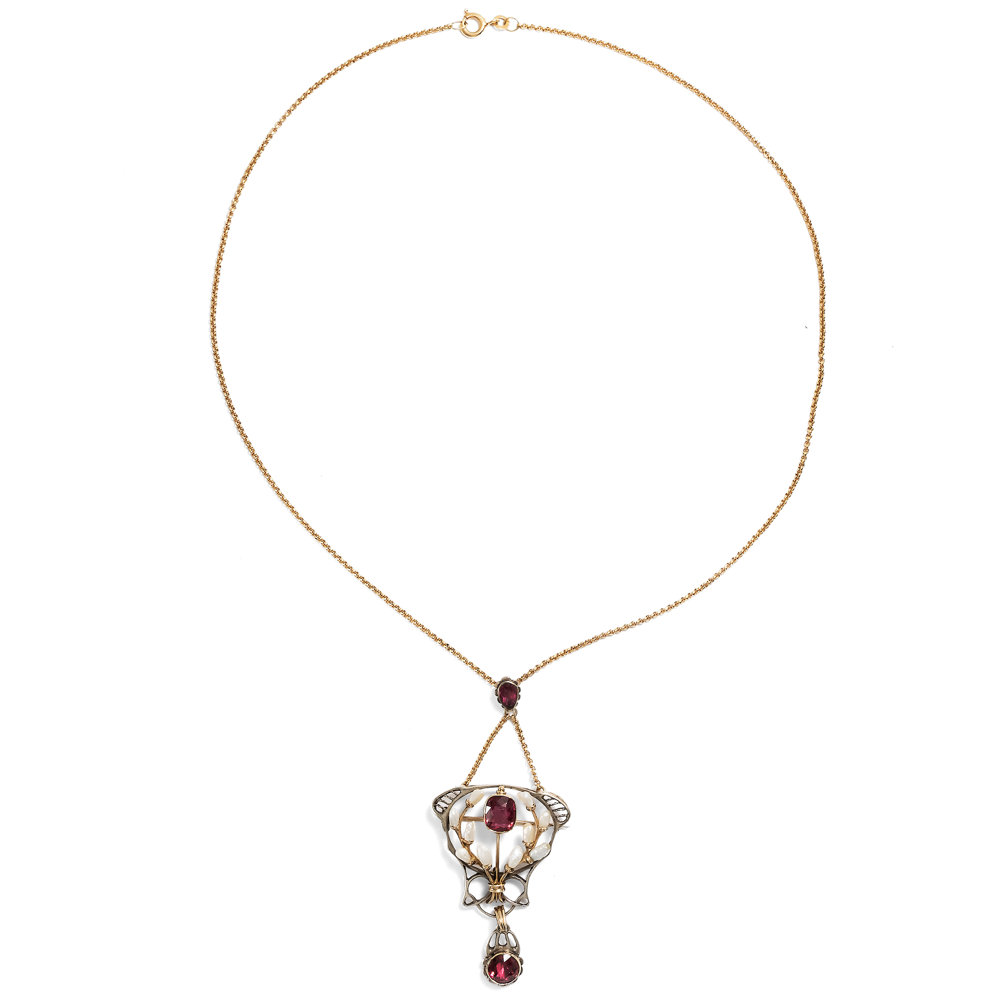Seltene Anhänger-Brosche mit rosa Turmalinen, Karl Rothmüller, um 1905 Seltene Anhänger-Brosche mit rosa Turmalinen, Karl Rothmüller, um 1905