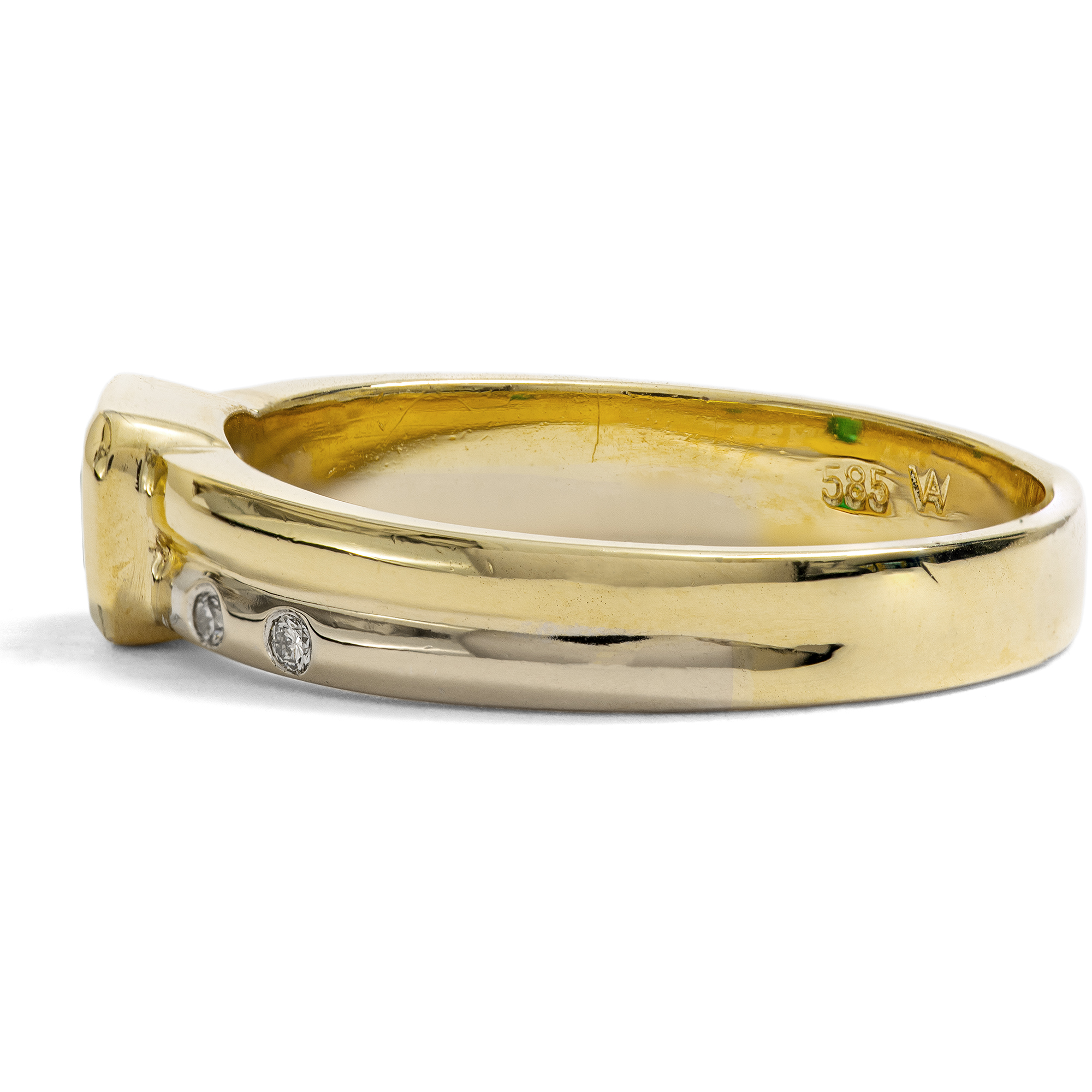 Vintage Bi-Color-Ring mit Diamanten & Smaragd, Deutschland um 1990