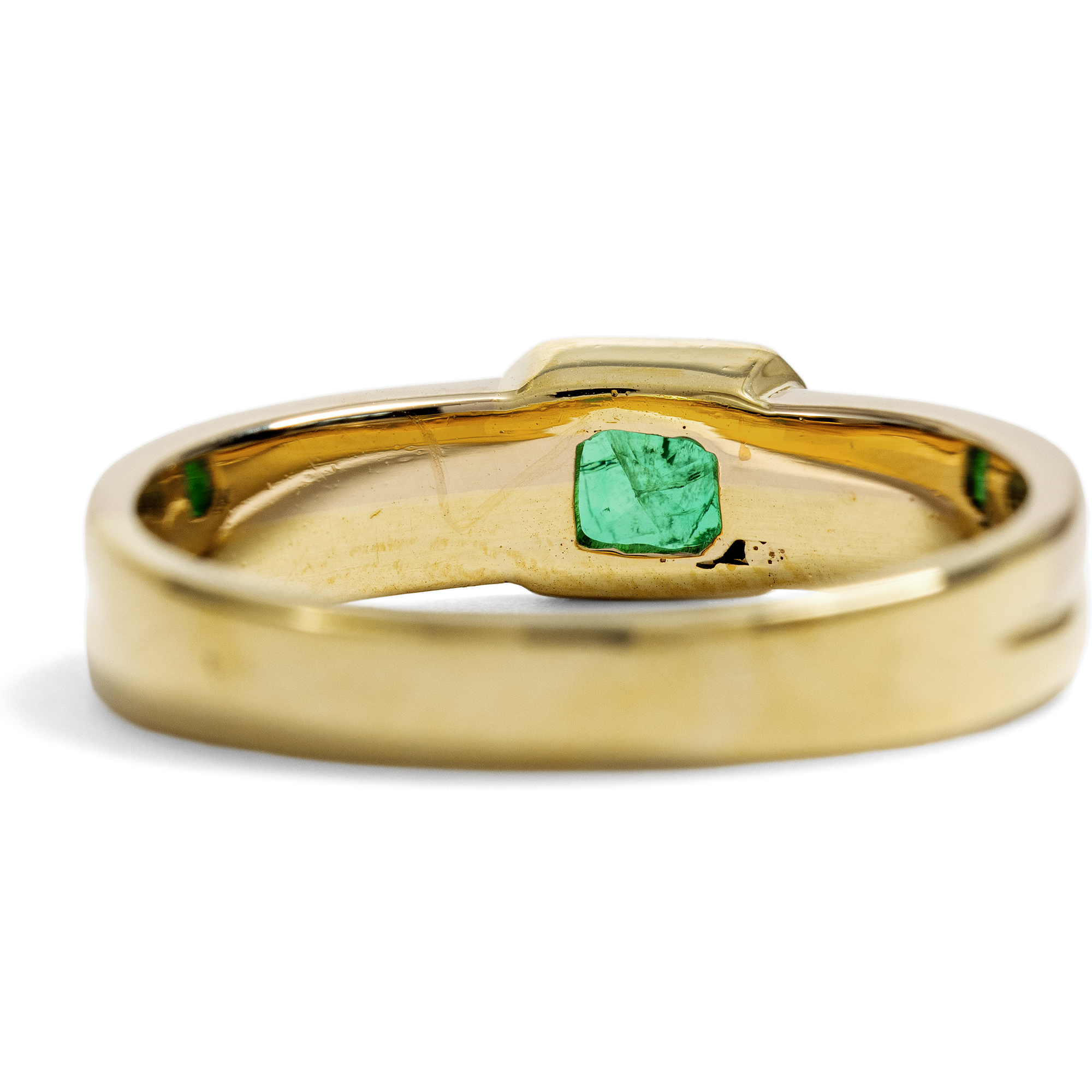 Vintage Bi-Color-Ring mit Diamanten & Smaragd, Deutschland um 1990