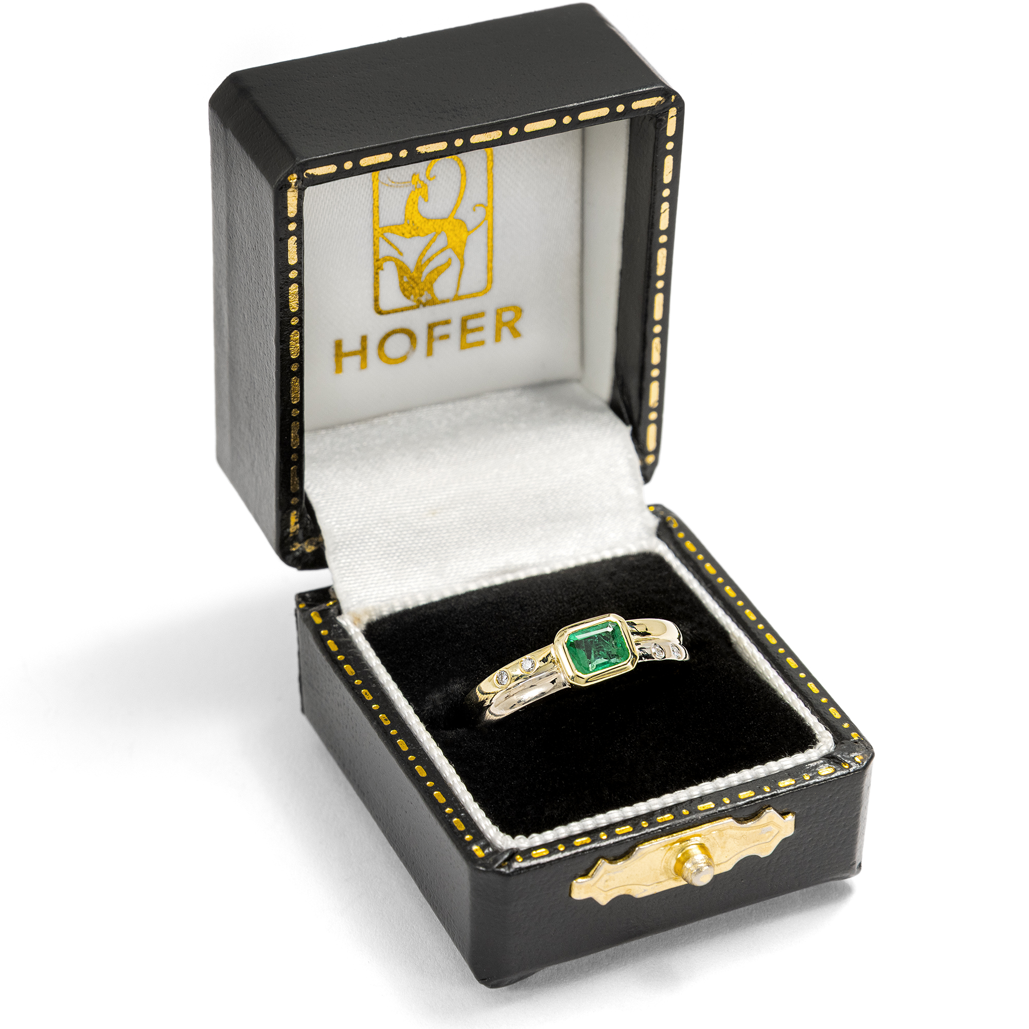 Vintage Bi-Color-Ring mit Diamanten & Smaragd, Deutschland um 1990