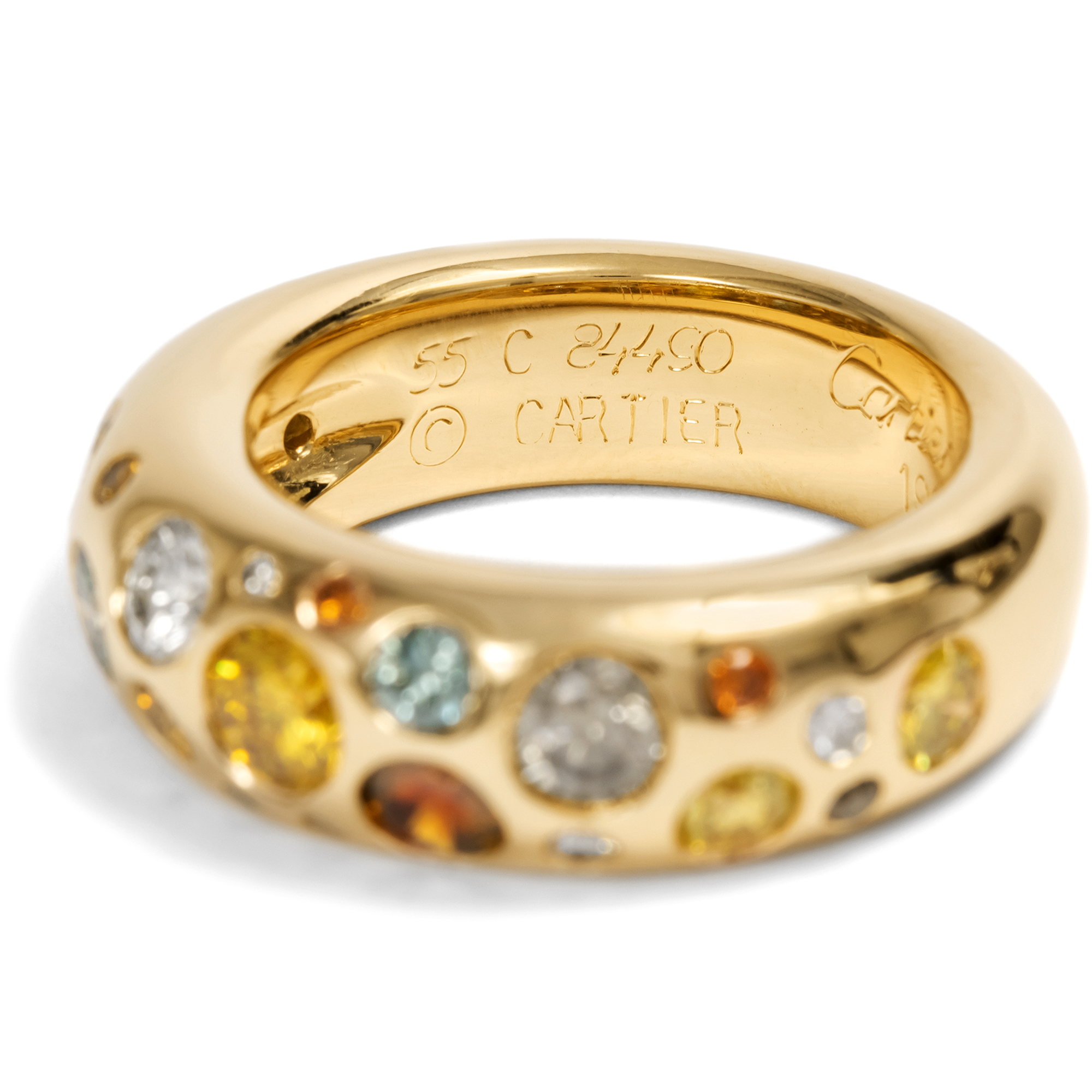 Vintage Ring mit 2,40 ct farbigen Diamanten in Gold von Cartier, Paris 1993 & später Vintage Ring mit 2,40 ct farbigen Diamanten in Gold von Cartier, Paris 1993 & später