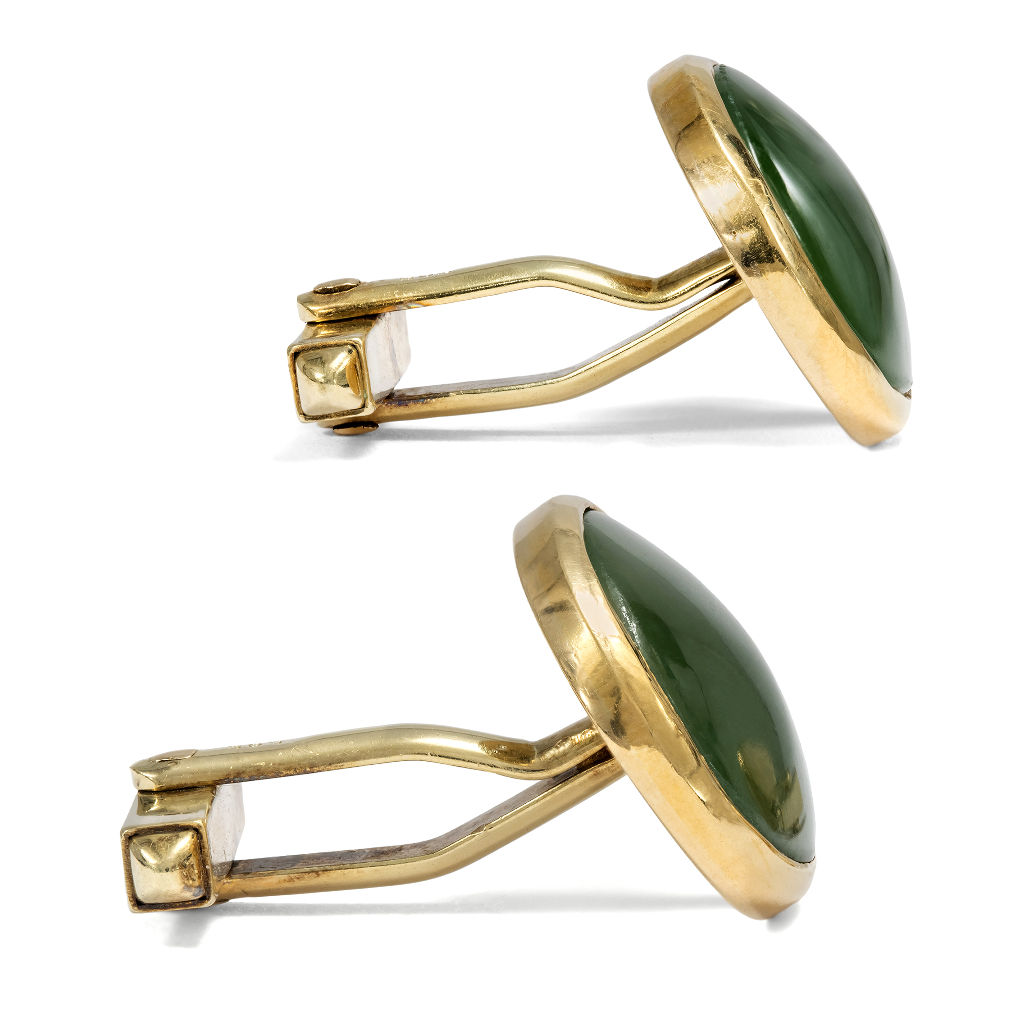 Hübsche Manschettenknöpfe aus Gold und Jadeit-Jade, Deutschland um 1960 Hübsche Manschettenknöpfe aus Gold und Jadeit-Jade, Deutschland um 1960