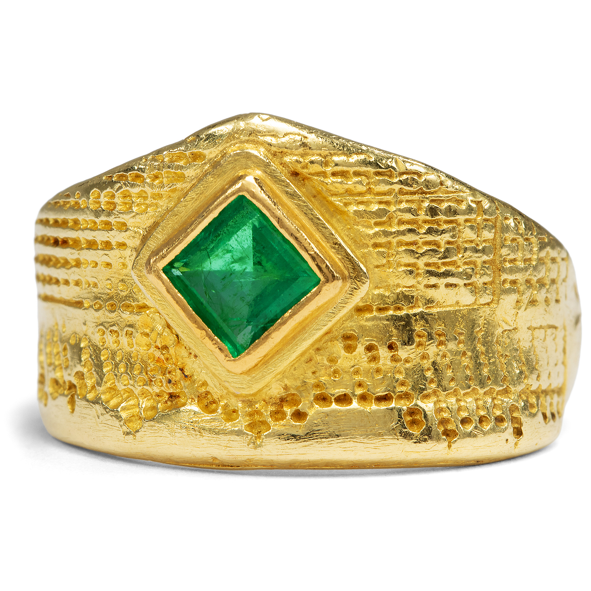 Edler vintage Ring mit Smaragd in hochkarätigem Gold, um 1995 Edler vintage Ring mit Smaragd in hochkarätigem Gold, um 1995