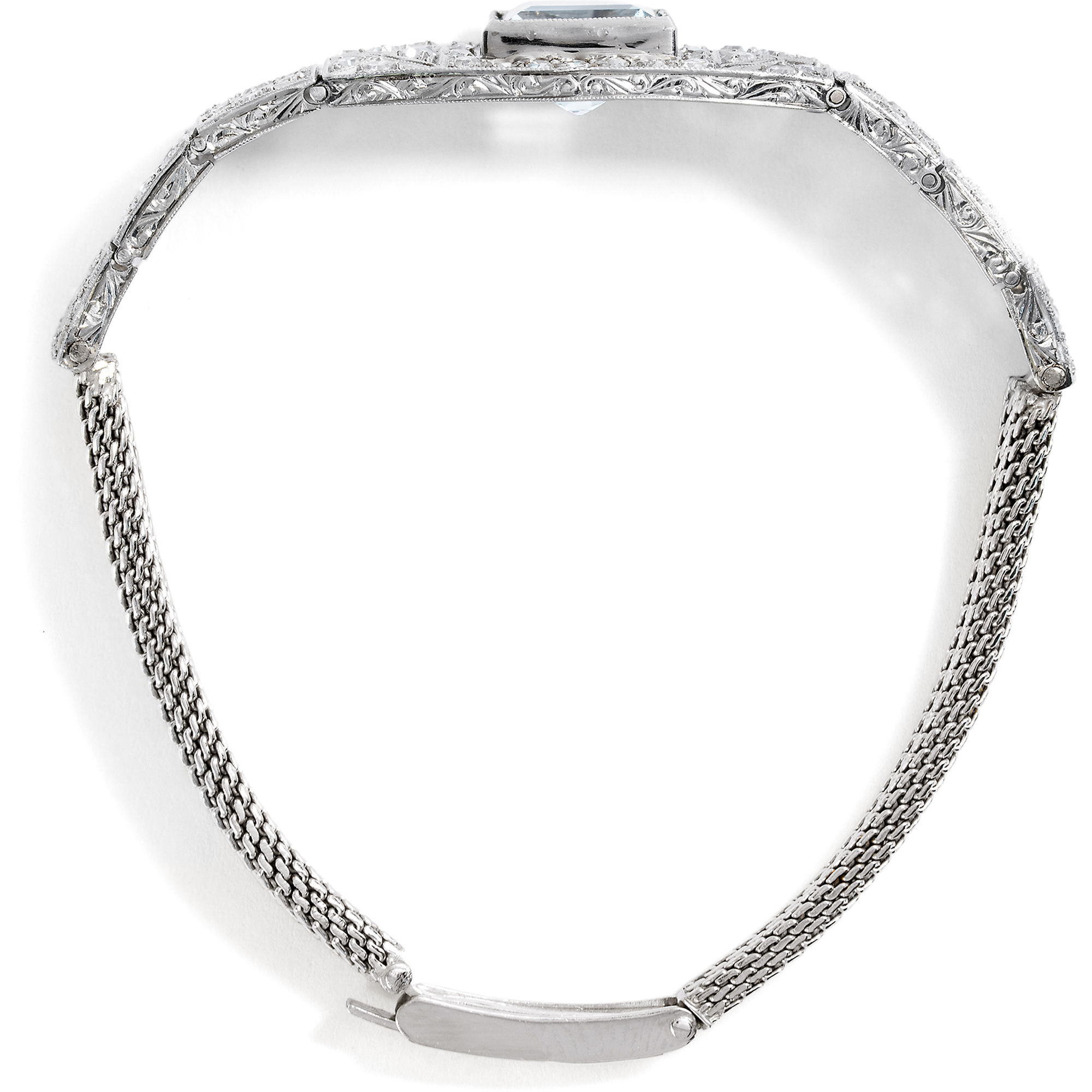Hochwertiges Armband mit Diamanten & Aquamarin, Art Déco um 1930 und später Hochwertiges Armband mit Diamanten & Aquamarin, Art Déco um 1930 und später
