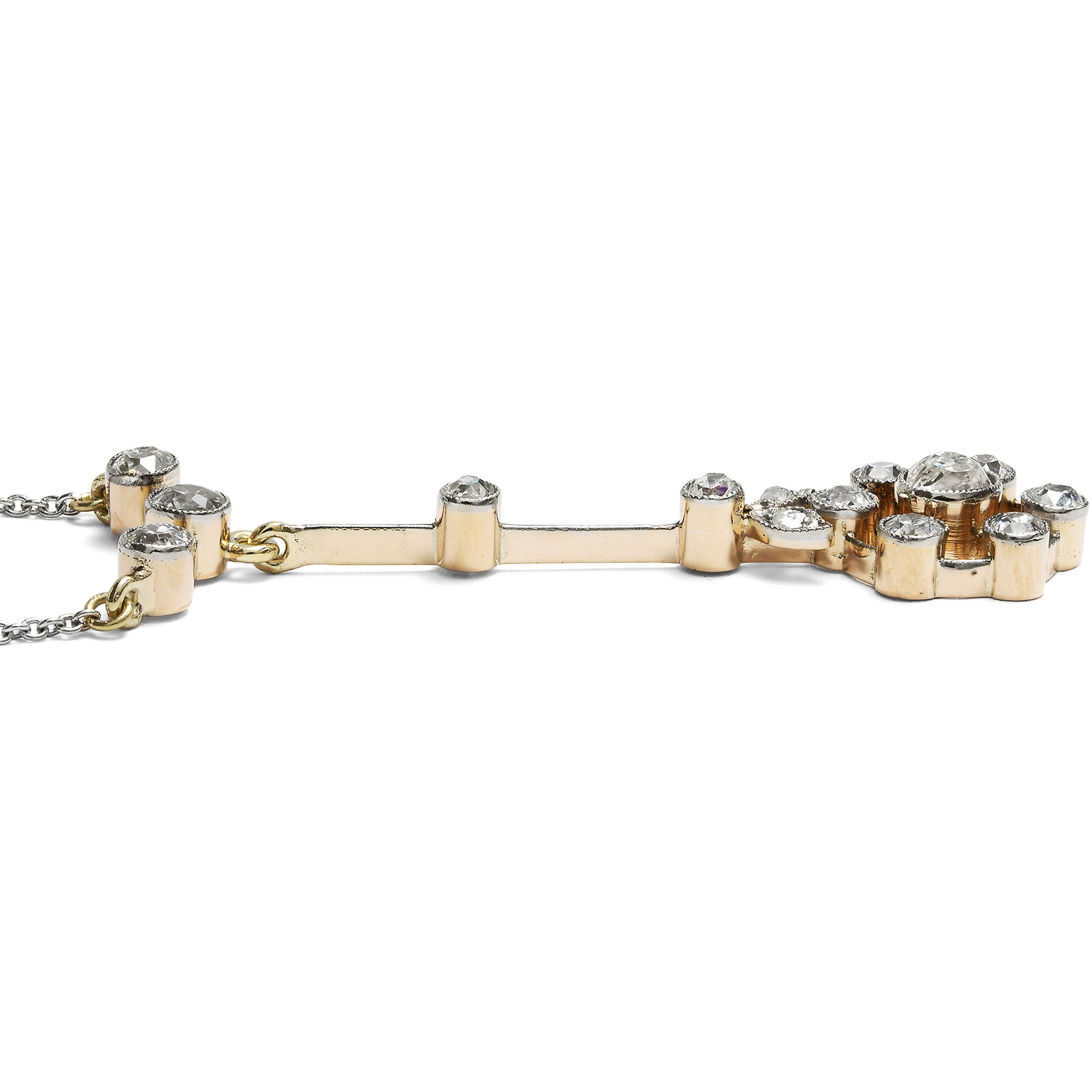 Zauberhaftes Collier as Gold und Platin mit Diamanten im Altschliff, um 1910 Zauberhaftes Collier as Gold und Platin mit Diamanten im Altschliff, um 1910