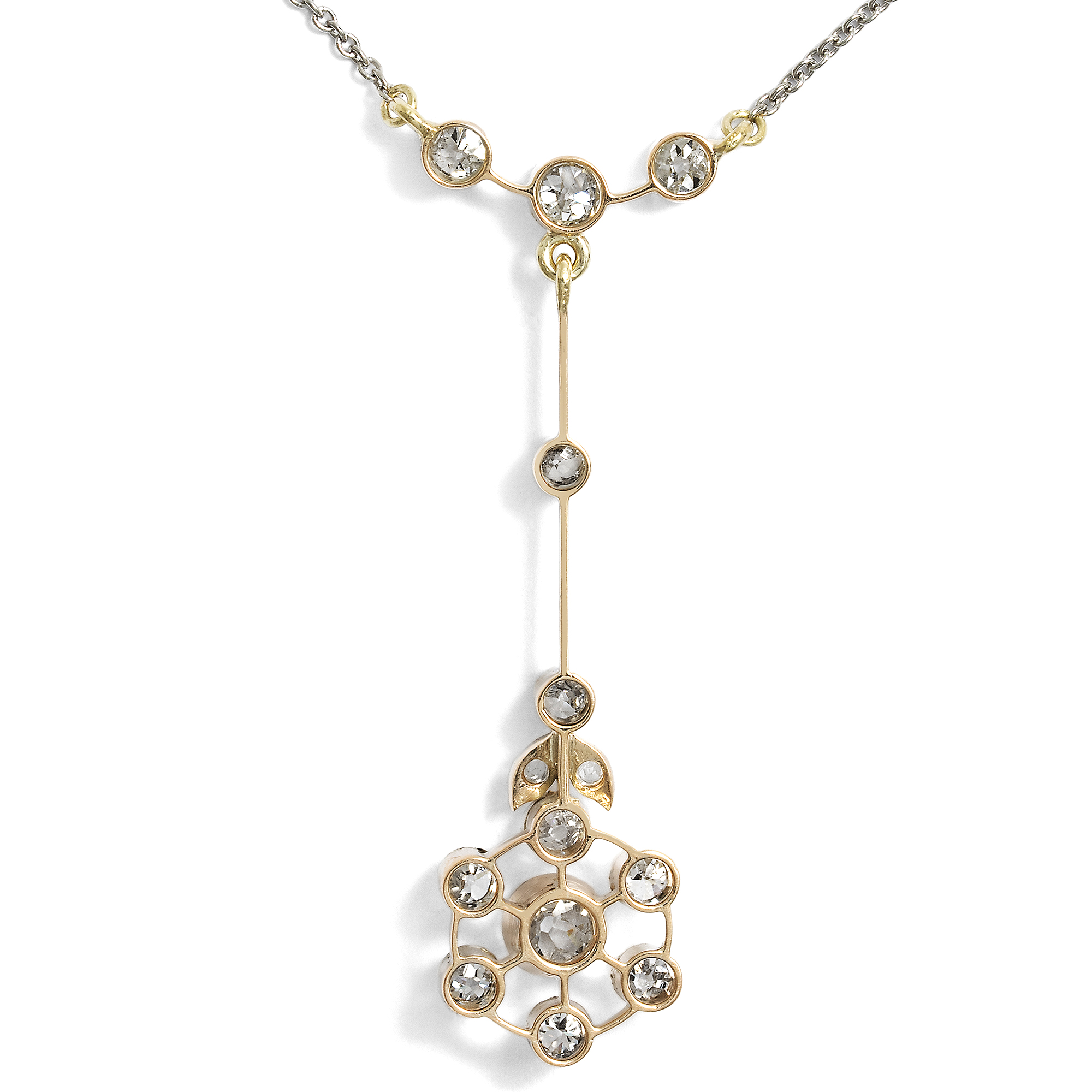 Zauberhaftes Collier as Gold und Platin mit Diamanten im Altschliff, um 1910 Zauberhaftes Collier as Gold und Platin mit Diamanten im Altschliff, um 1910