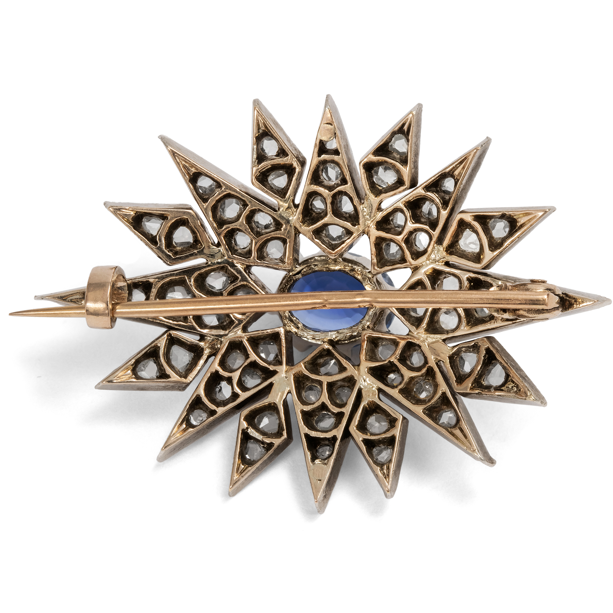 Himmlischer Stern mit Saphir & Diamanten als Brosche, Russland um 1910 Himmlischer Stern mit Saphir & Diamanten als Brosche, Russland um 1910