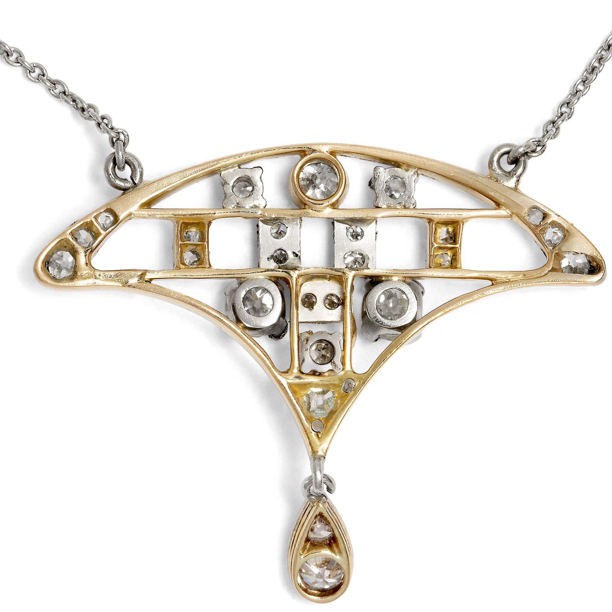 Elegantes Jugendstil-Collier mit Diamanten in Platin, um 1900 und später Elegantes Jugendstil-Collier mit Diamanten in Platin, um 1900 und später