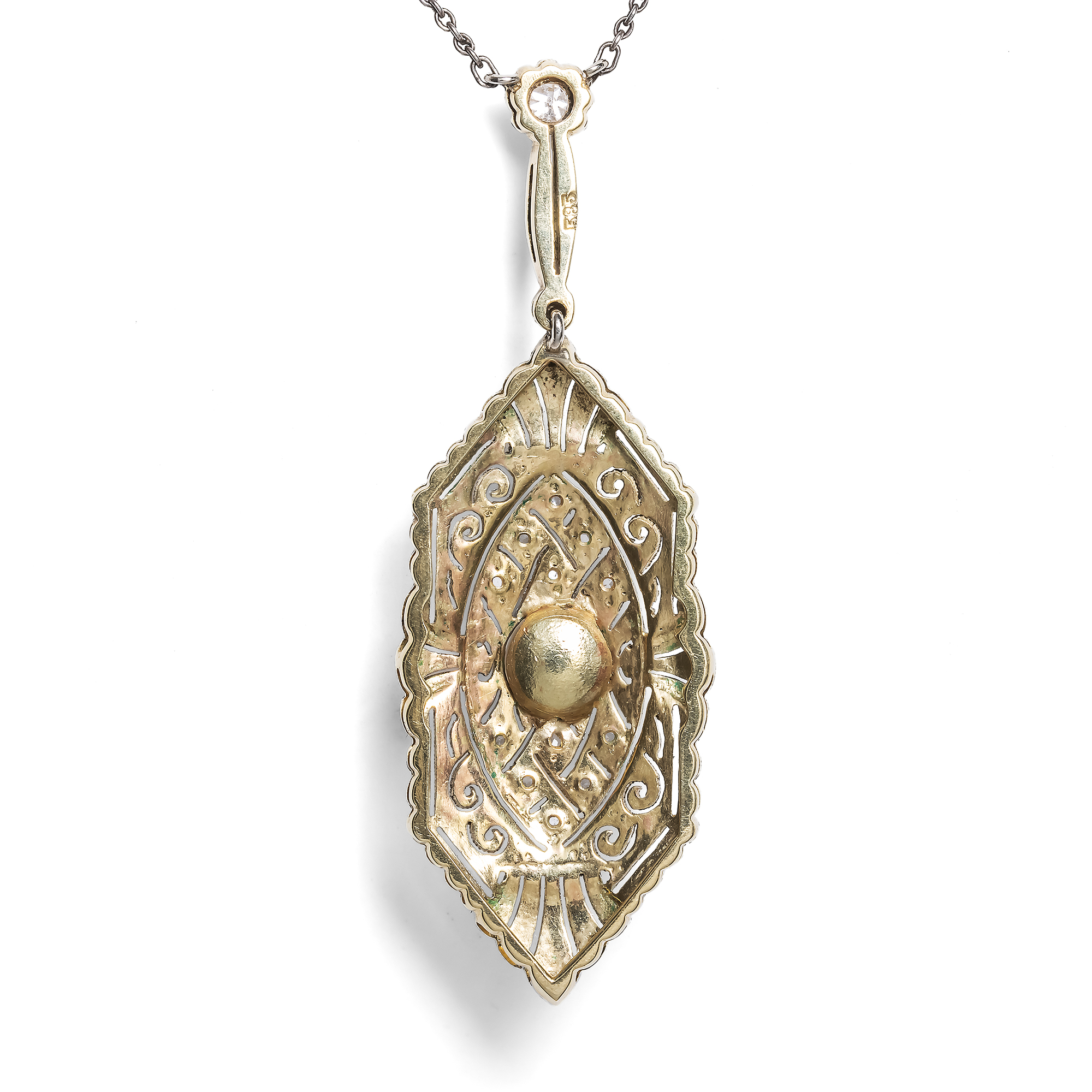 Elegantes Collier des Art Déco mit Perle & Diamanten, Deutschland um 1930 Elegantes Collier des Art Déco mit Perle & Diamanten, Deutschland um 1930