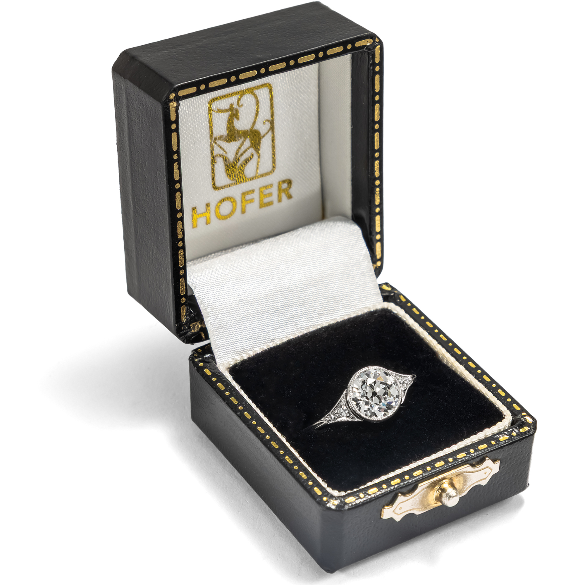 Antiker Verlobungsring mit 1,40 ct Diamant im Altschliff in Platin, um 1920 Antiker Verlobungsring mit 1,40 ct Diamant im Altschliff in Platin, um 1920