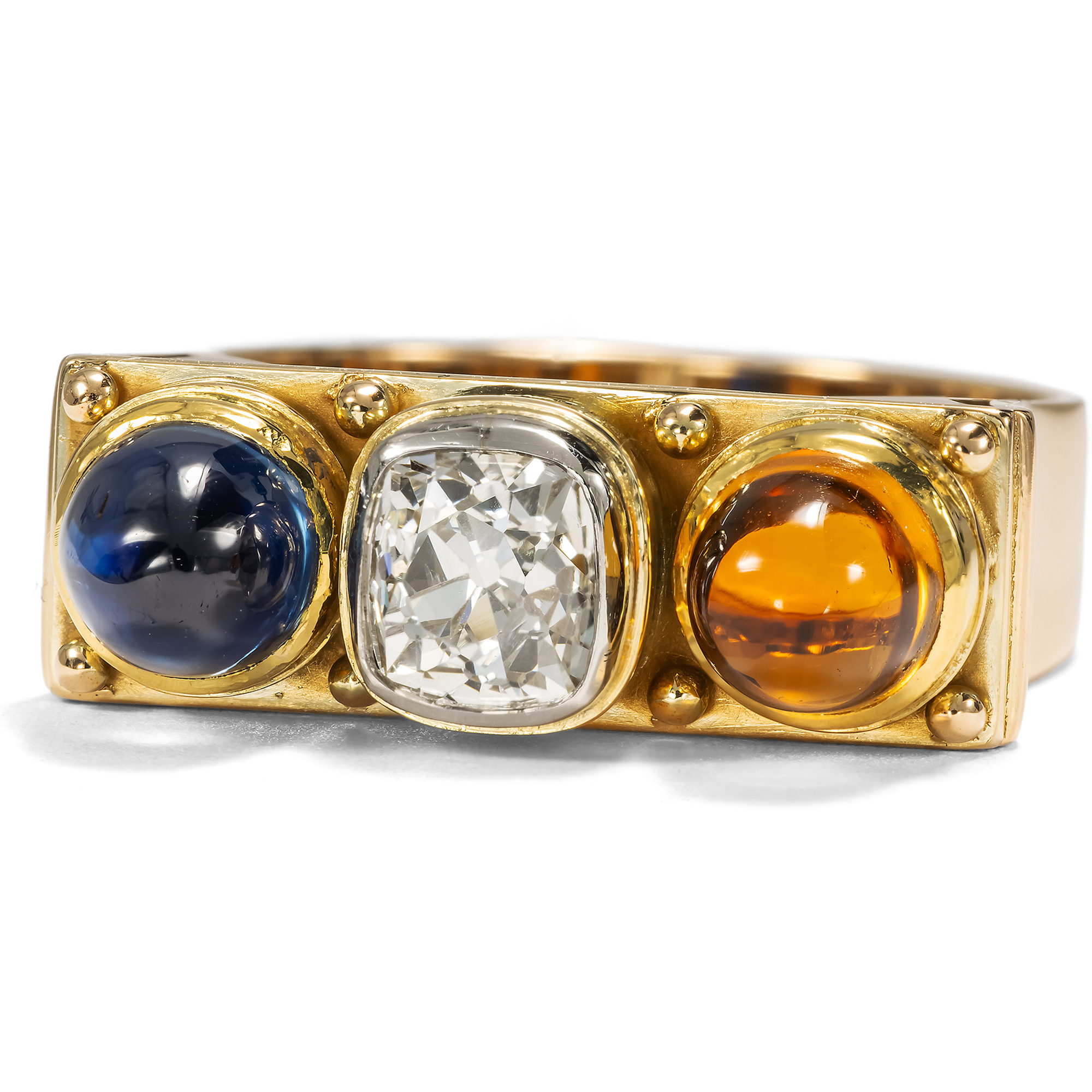 Seltener Ring mit Saphir, Diamant & Citrin von Elisabeth Treskow, um 1935 Seltener Ring mit Saphir, Diamant & Citrin von Elisabeth Treskow, um 1935