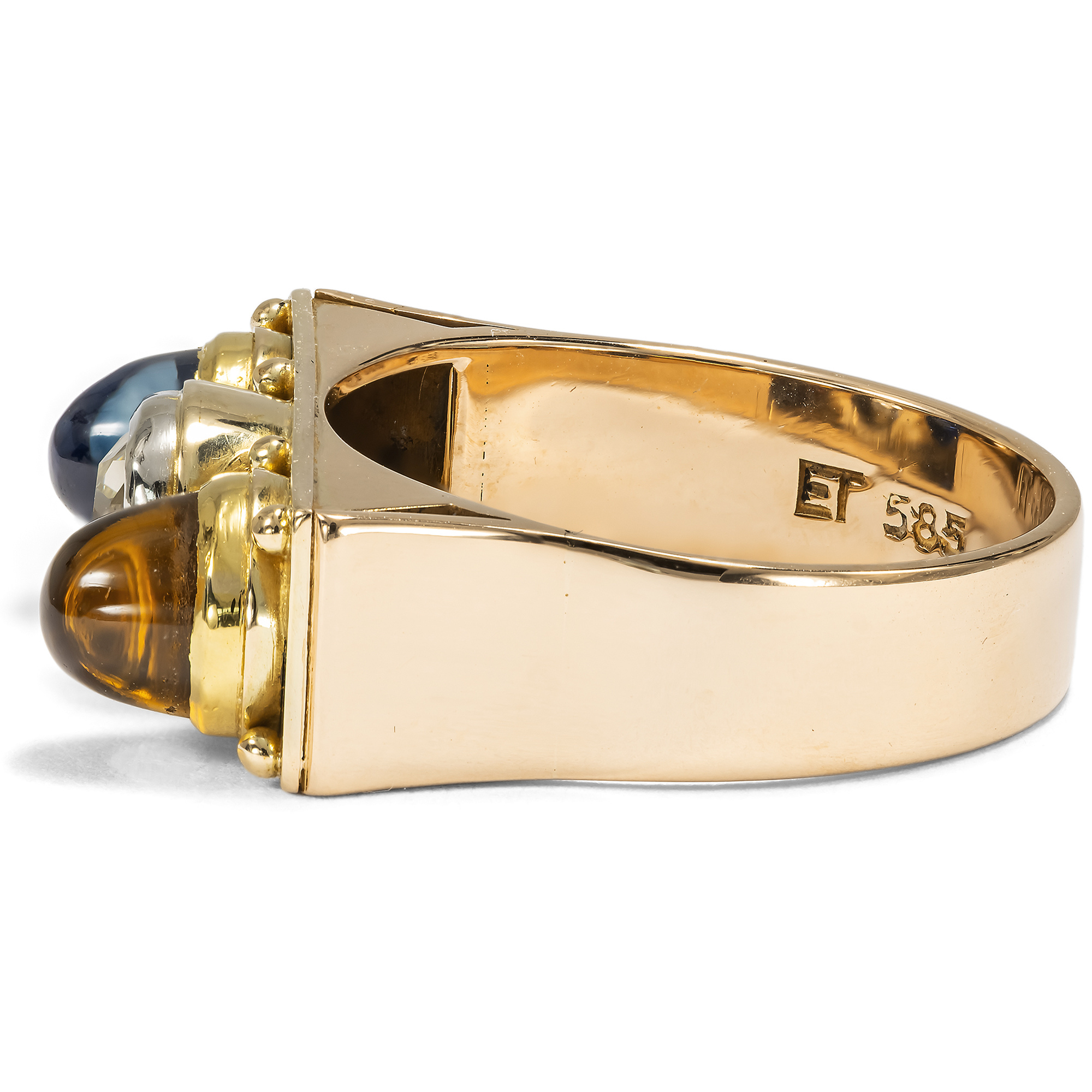 Seltener Ring mit Saphir, Diamant & Citrin von Elisabeth Treskow, um 1935 Seltener Ring mit Saphir, Diamant & Citrin von Elisabeth Treskow, um 1935