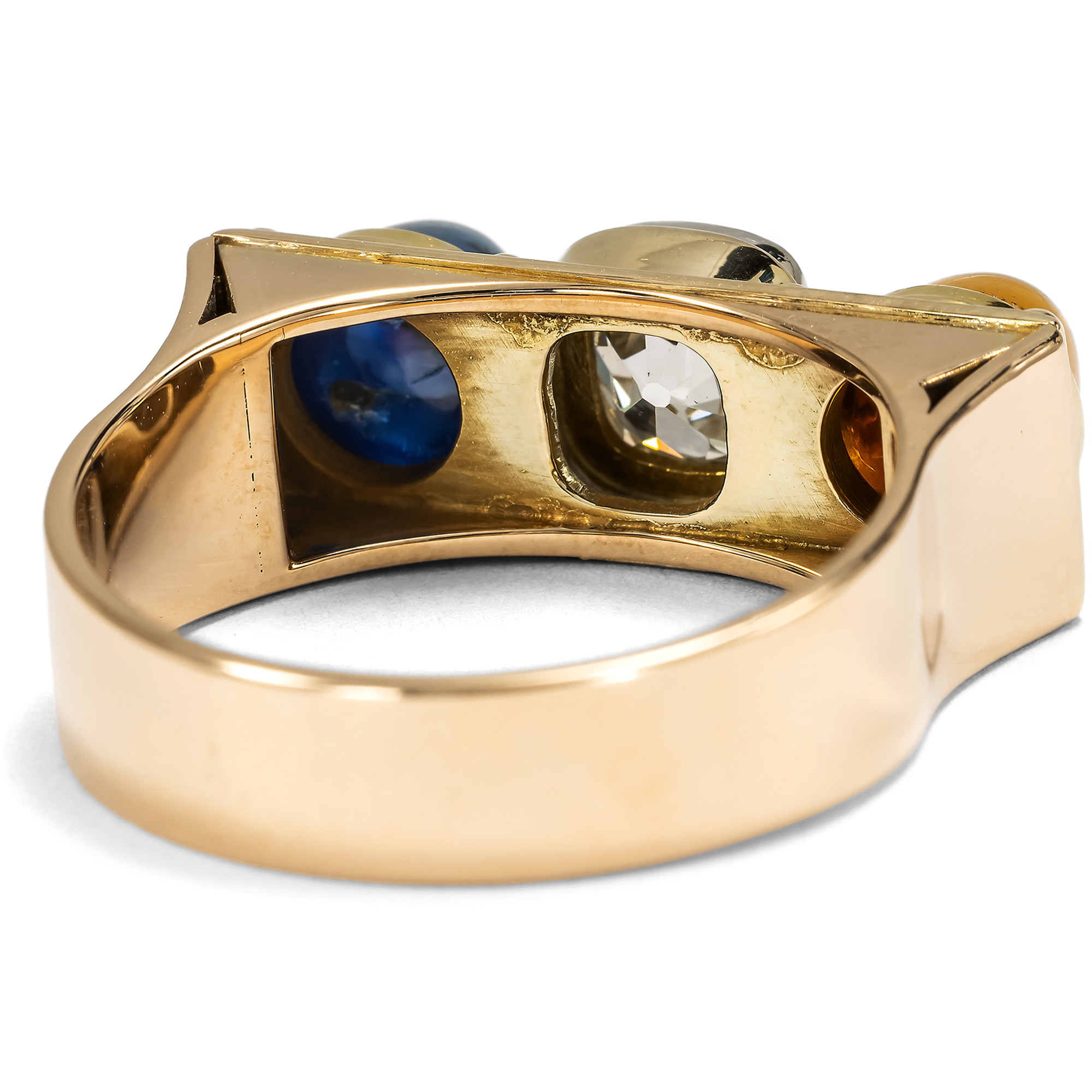 Seltener Ring mit Saphir, Diamant & Citrin von Elisabeth Treskow, um 1935 Seltener Ring mit Saphir, Diamant & Citrin von Elisabeth Treskow, um 1935