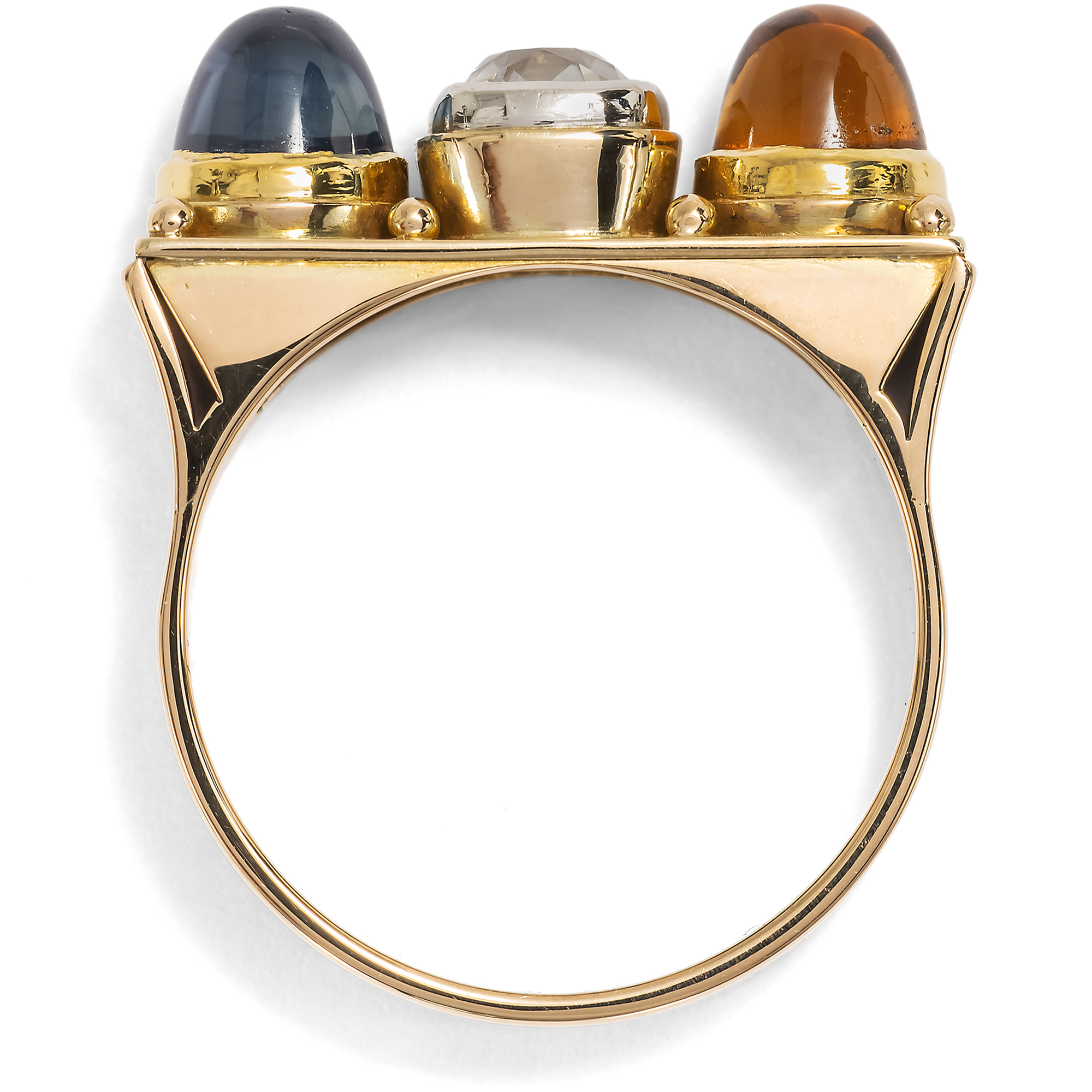 Seltener Ring mit Saphir, Diamant & Citrin von Elisabeth Treskow, um 1935 Seltener Ring mit Saphir, Diamant & Citrin von Elisabeth Treskow, um 1935