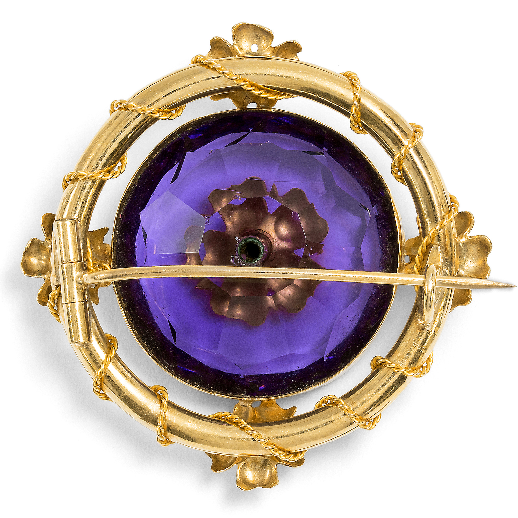 Prachtvolle Demi-Parure aus Brosche & Ohrringen mit Amethysten & Perlen, Paris um 1875 Prachtvolle Demi-Parure aus Brosche & Ohrringen mit Amethysten & Perlen, Paris um 1875