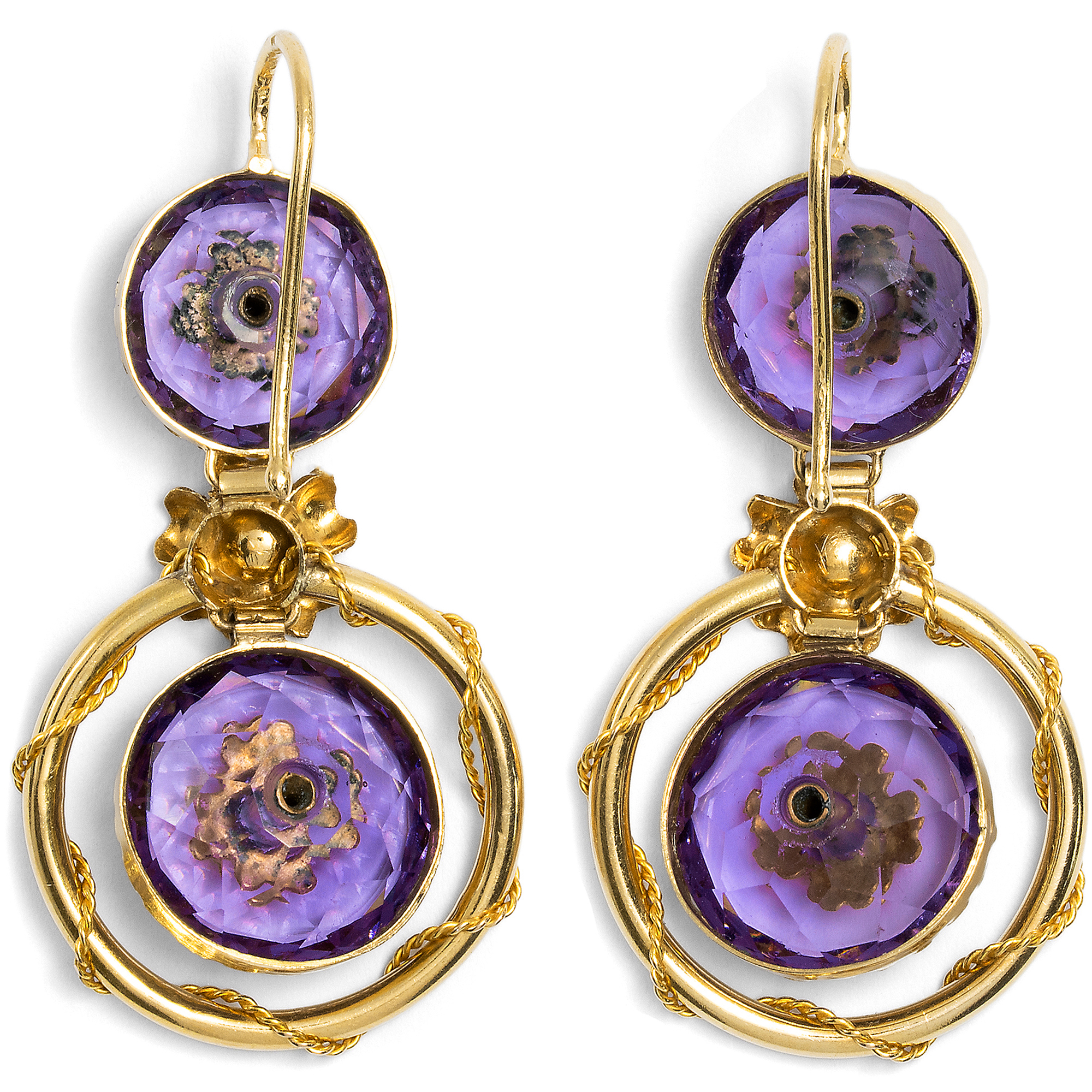 Prachtvolle Demi-Parure aus Brosche & Ohrringen mit Amethysten & Perlen, Paris um 1875 Prachtvolle Demi-Parure aus Brosche & Ohrringen mit Amethysten & Perlen, Paris um 1875