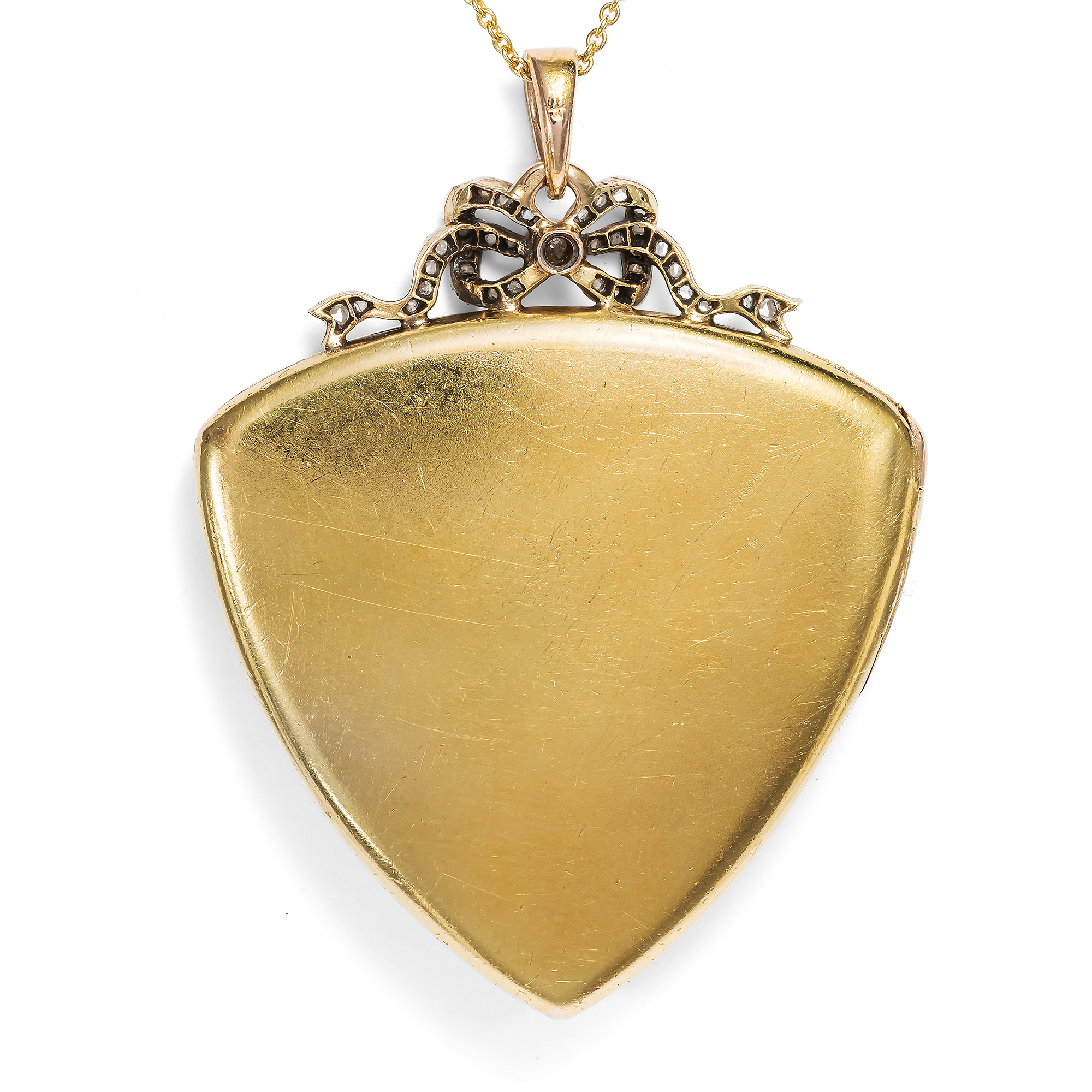 Antique Locket with Diamonds, Sapphires, and Enamel on Gold and Platinum, Saint Petersburg, c. 1910 Antique Locket with Diamonds, Sapphires, and Enamel on Gold and Platinum, Saint Petersburg, c. 1910
