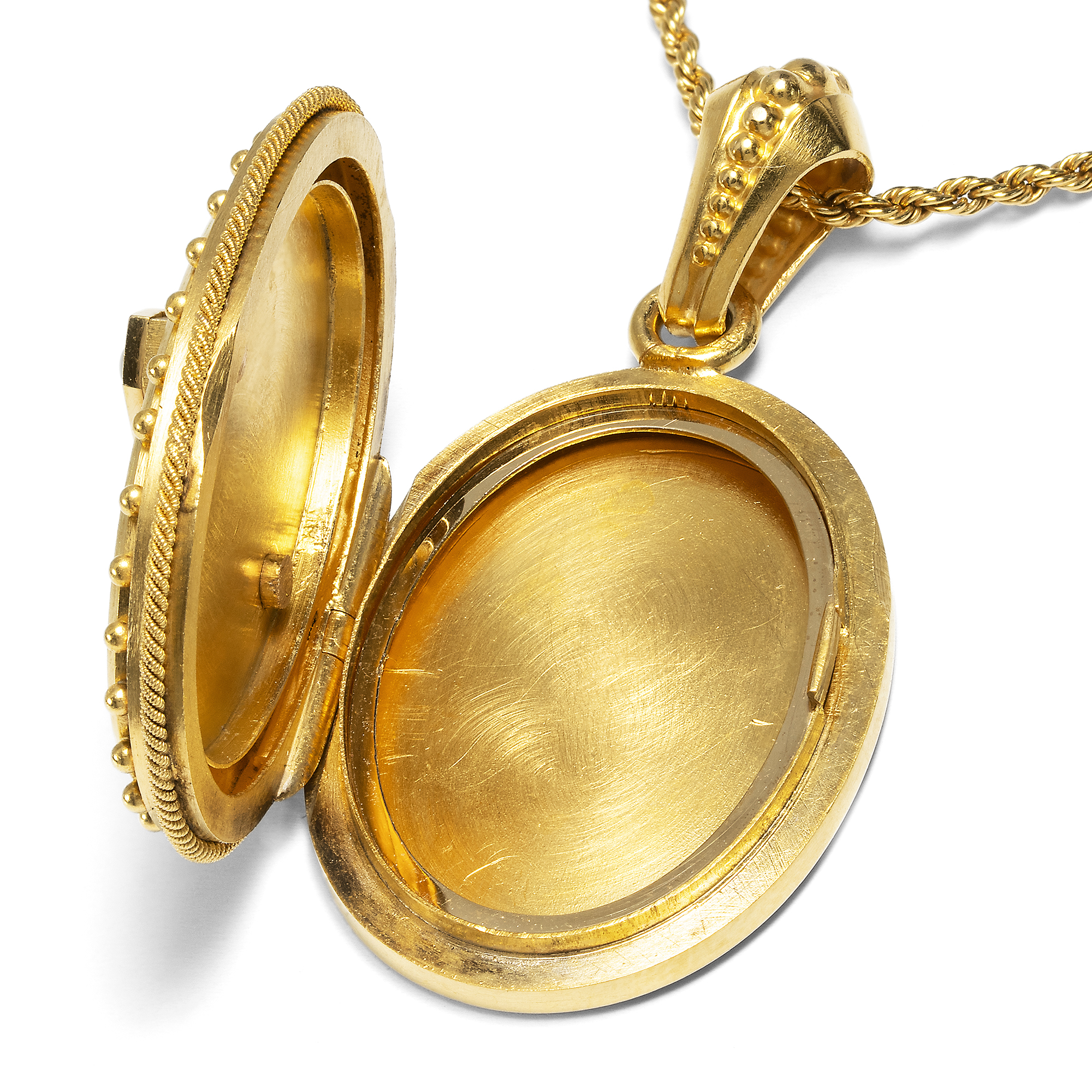 Antikes Medaillon mit Perlen in Gold, Paris um 1875 Antikes Medaillon mit Perlen in Gold, Paris um 1875