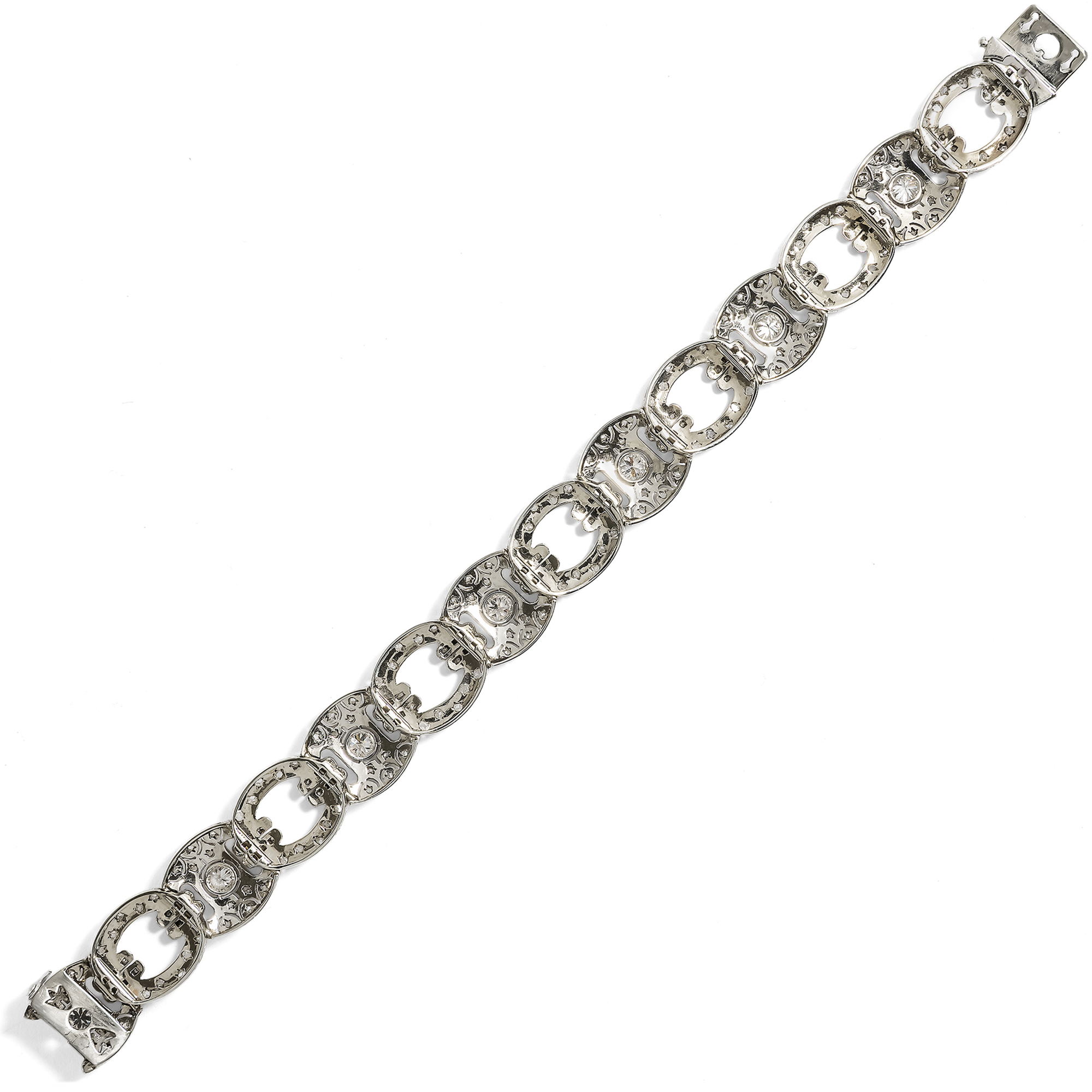 Elegantes Armband mit Diamanten in Weißgold & Platin, um 1930 Elegantes Armband mit Diamanten in Weißgold & Platin, um 1930