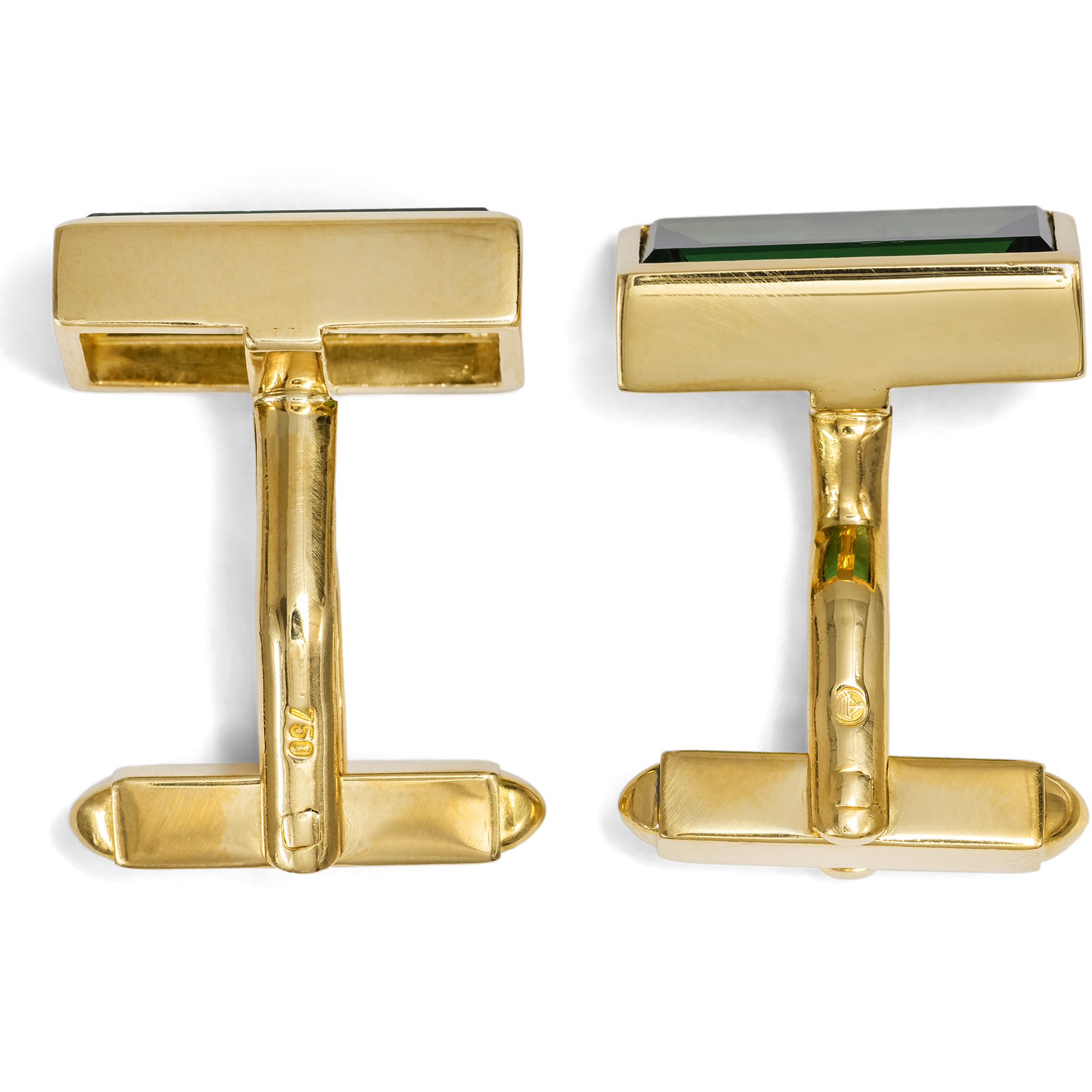 Vintage Manschettenknöpfe mit Turmalinen in Gold, um 1970 Vintage Manschettenknöpfe mit Turmalinen in Gold, um 1970