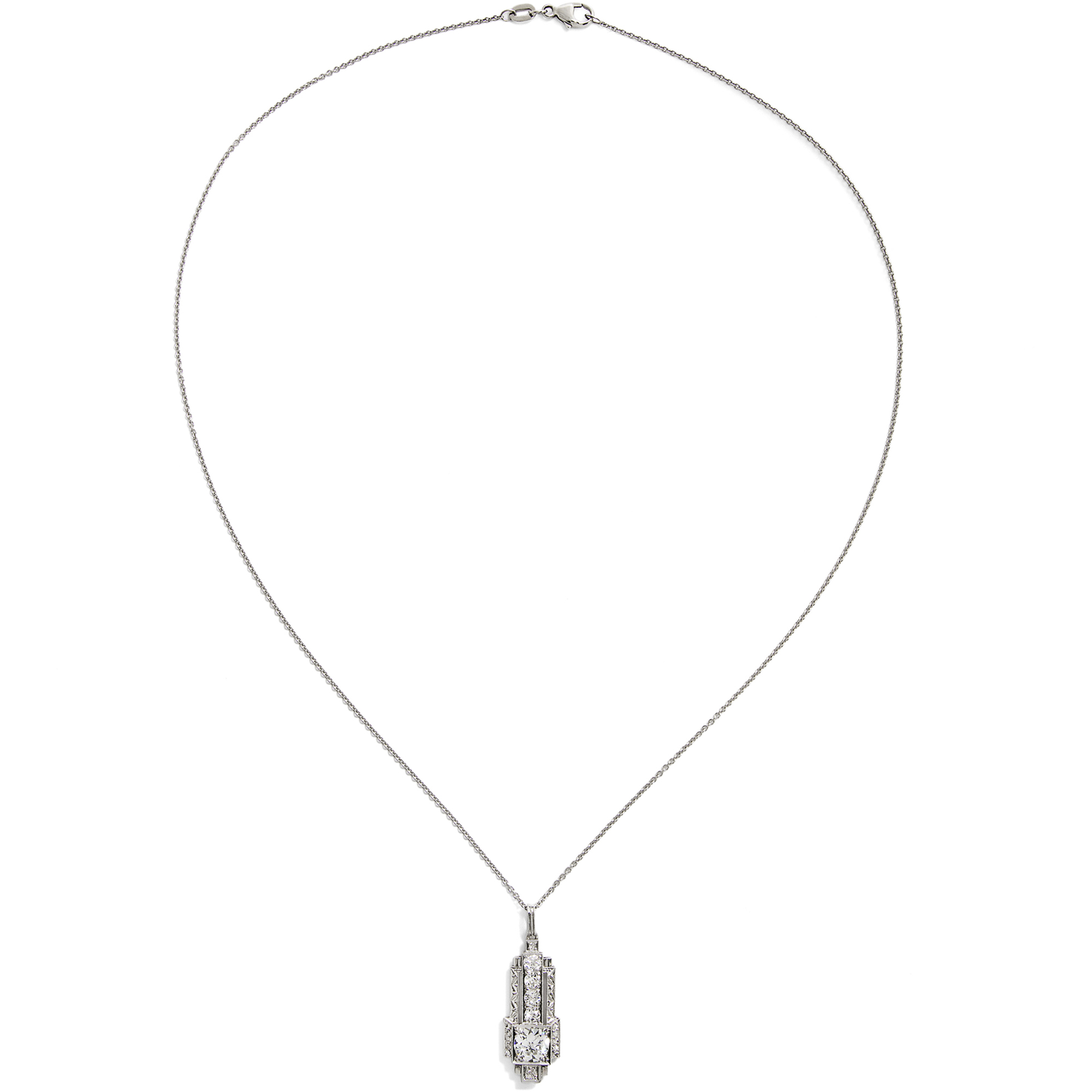 Eleganter Anhänger des Art Déco mit 1,00 ct Diamantsolitär im Altschliff, um 1925 Eleganter Anhänger des Art Déco mit 1,00 ct Diamantsolitär im Altschliff, um 1925