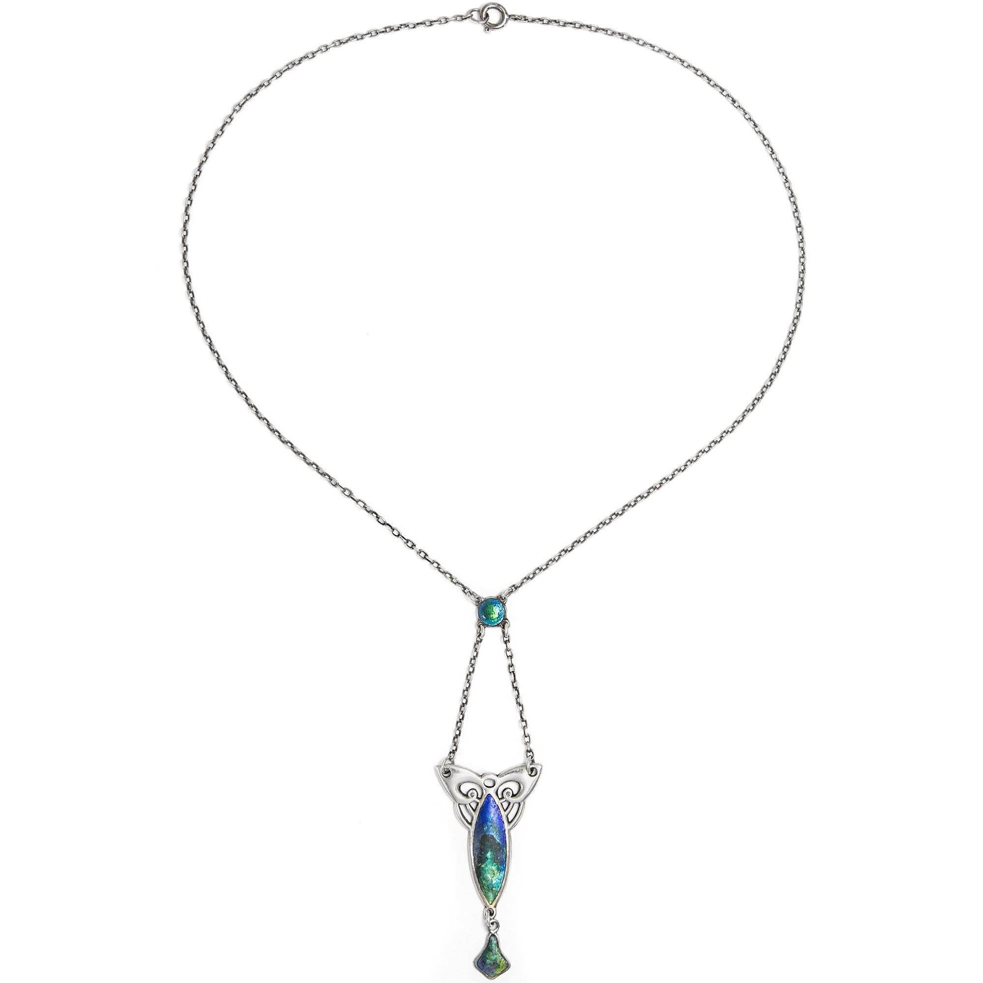 Elegantes Collier aus Silber mit buntem Email von Charles Horner, datiert 1908 Elegantes Collier aus Silber mit buntem Email von Charles Horner, datiert 1908