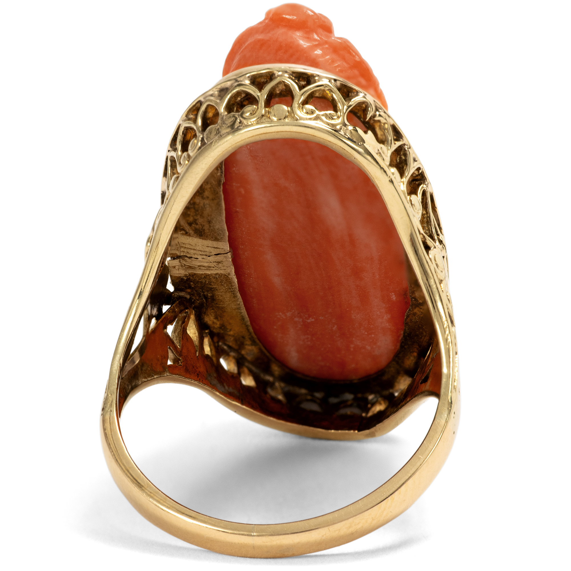 Antiker Ring mit Gemme aus Koralle der Göttin Flora in Gold, um 1910 Antiker Ring mit Gemme aus Koralle der Göttin Flora in Gold, um 1910