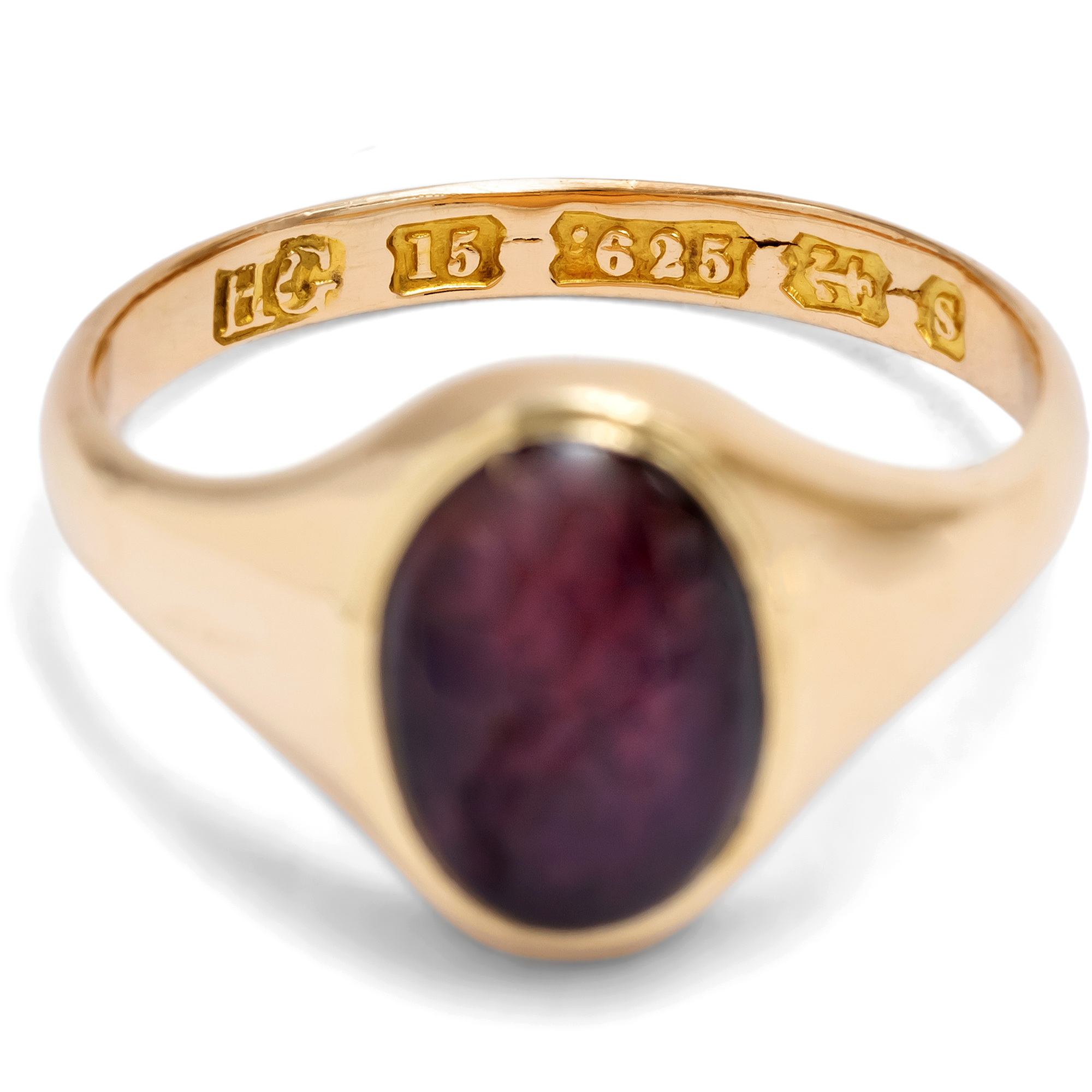 Stilvoller antiker Goldring mit Granat, Birmingham 1917 Stilvoller antiker Goldring mit Granat, Birmingham 1917