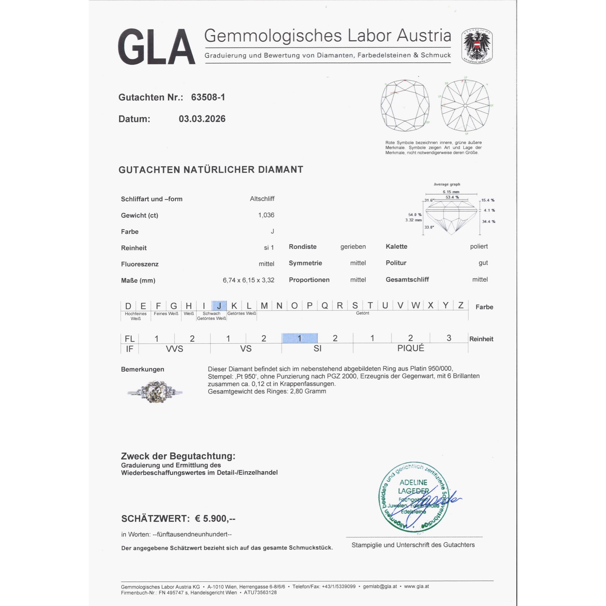 Feiner Ring mit antikem 1,03 ct „Old Mine Cut“ Diamant in Platin, aus unserer Werkstatt Feiner Ring mit antikem 1,03 ct „Old Mine Cut“ Diamant in Platin, aus unserer Werkstatt