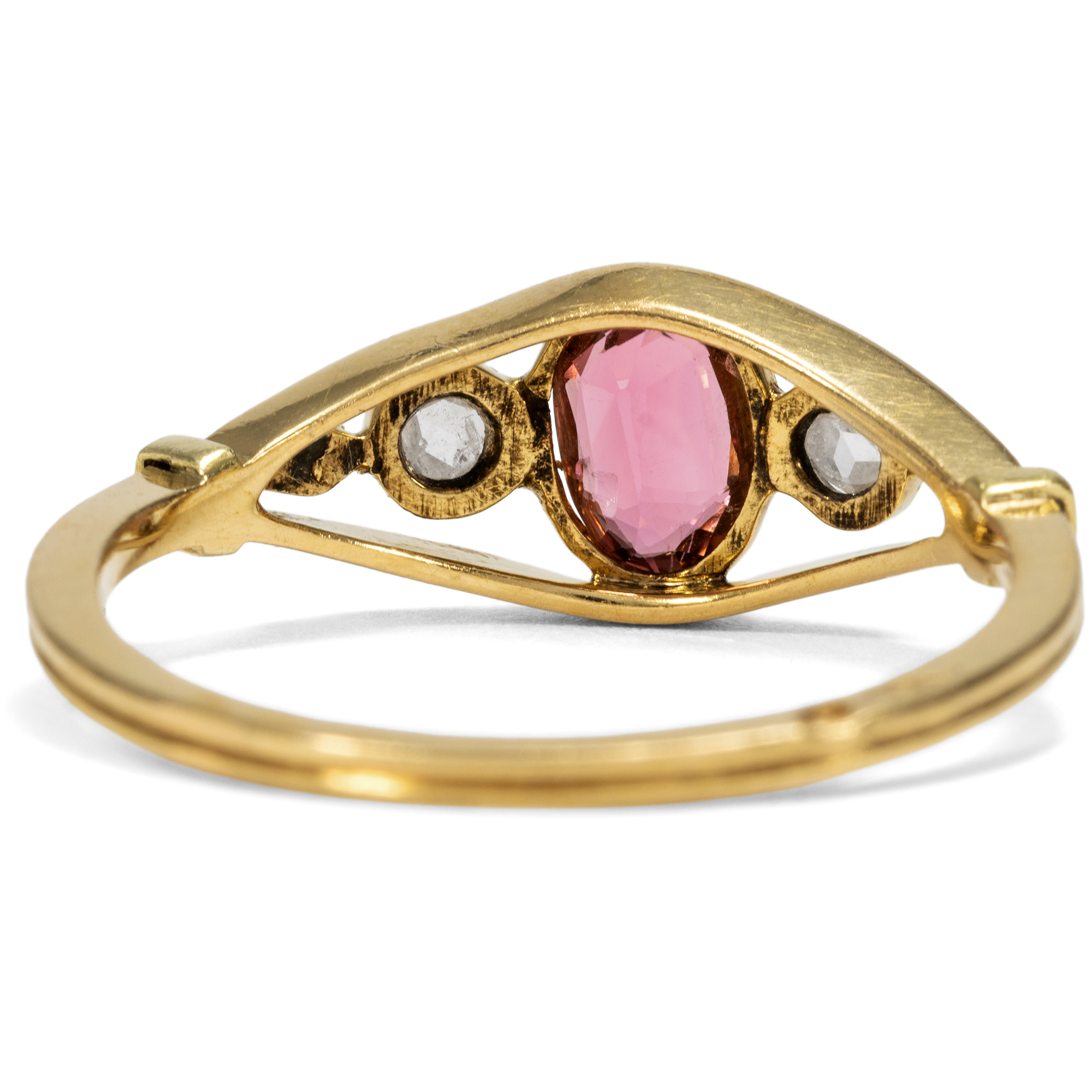 Zarter Ring mit Turmalin & Diamanten in Gold, Paris um 1910 Zarter Ring mit Turmalin & Diamanten in Gold, Paris um 1910