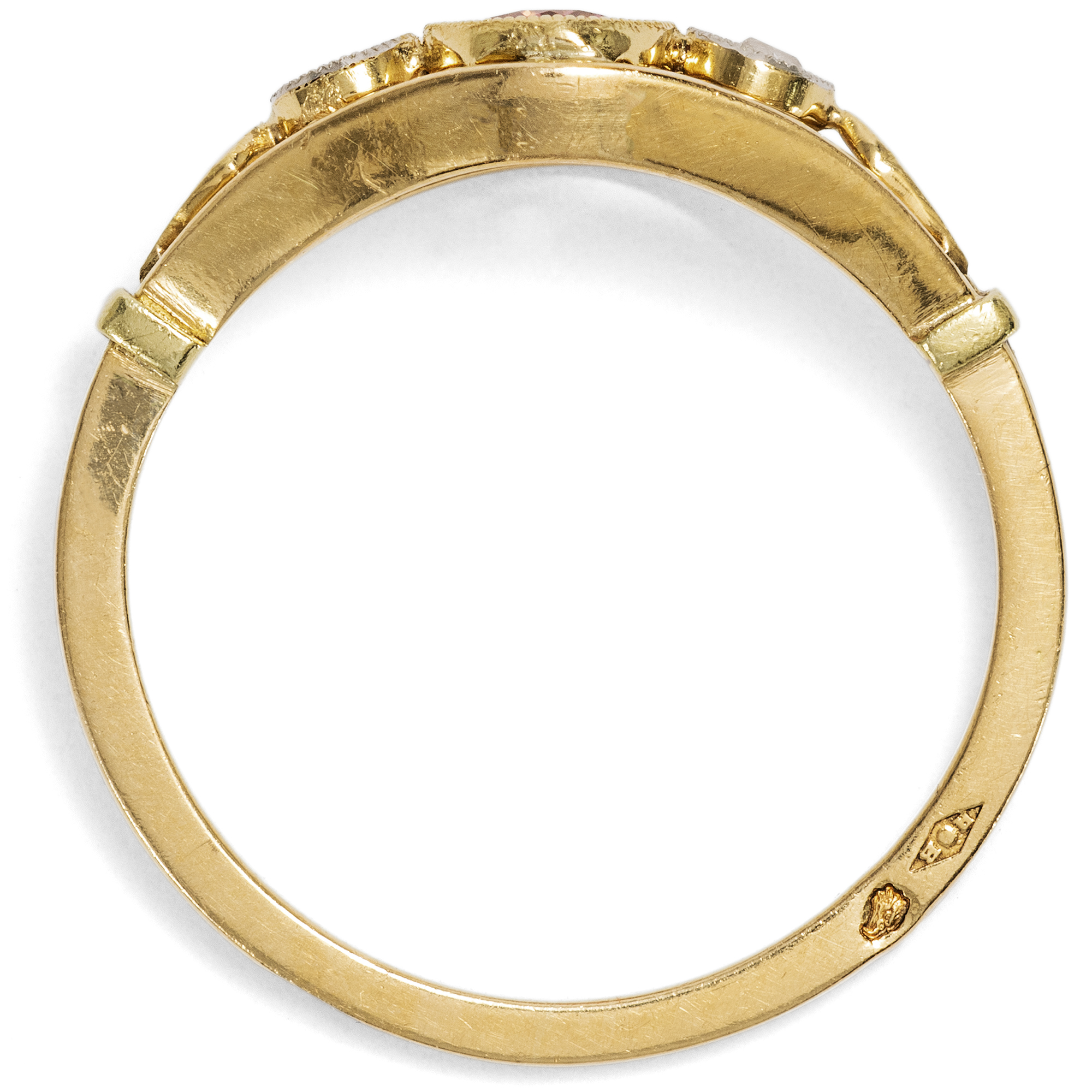 Zarter Ring mit Turmalin & Diamanten in Gold, Paris um 1910 Zarter Ring mit Turmalin & Diamanten in Gold, Paris um 1910