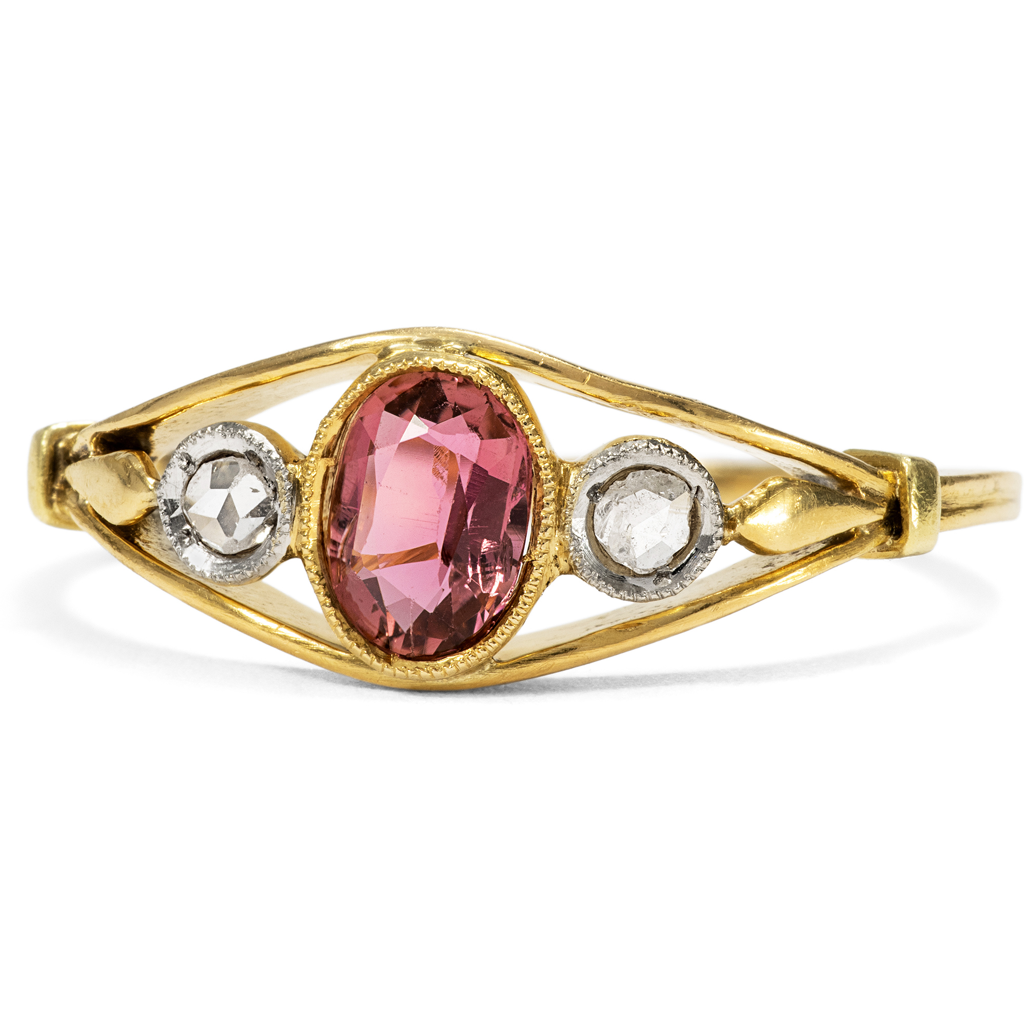 Zarter Ring mit Turmalin & Diamanten in Gold, Paris um 1910 Zarter Ring mit Turmalin & Diamanten in Gold, Paris um 1910