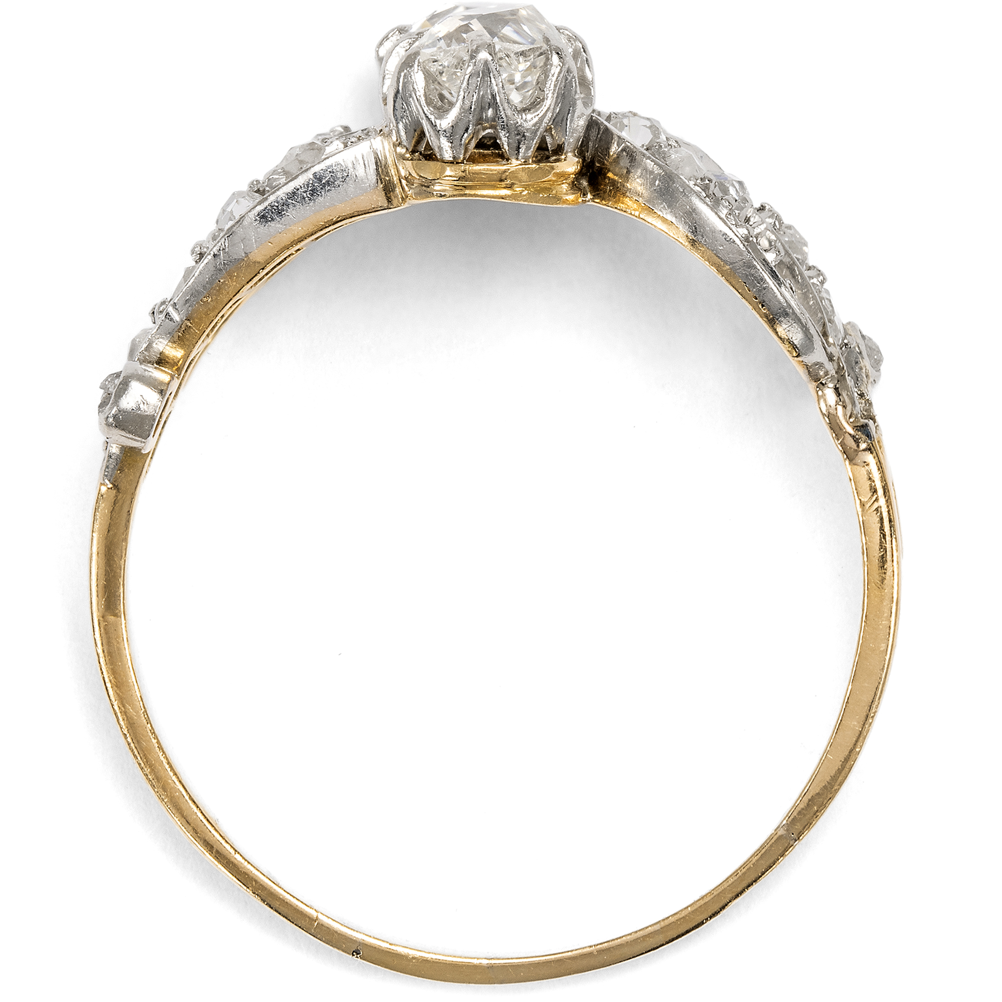 Antique "Toi-et-Moi" Ring with Antique Diamonds in Platinum and Gold, c. 1900 Antique "Toi-et-Moi" Ring with Antique Diamonds in Platinum and Gold, c. 1900