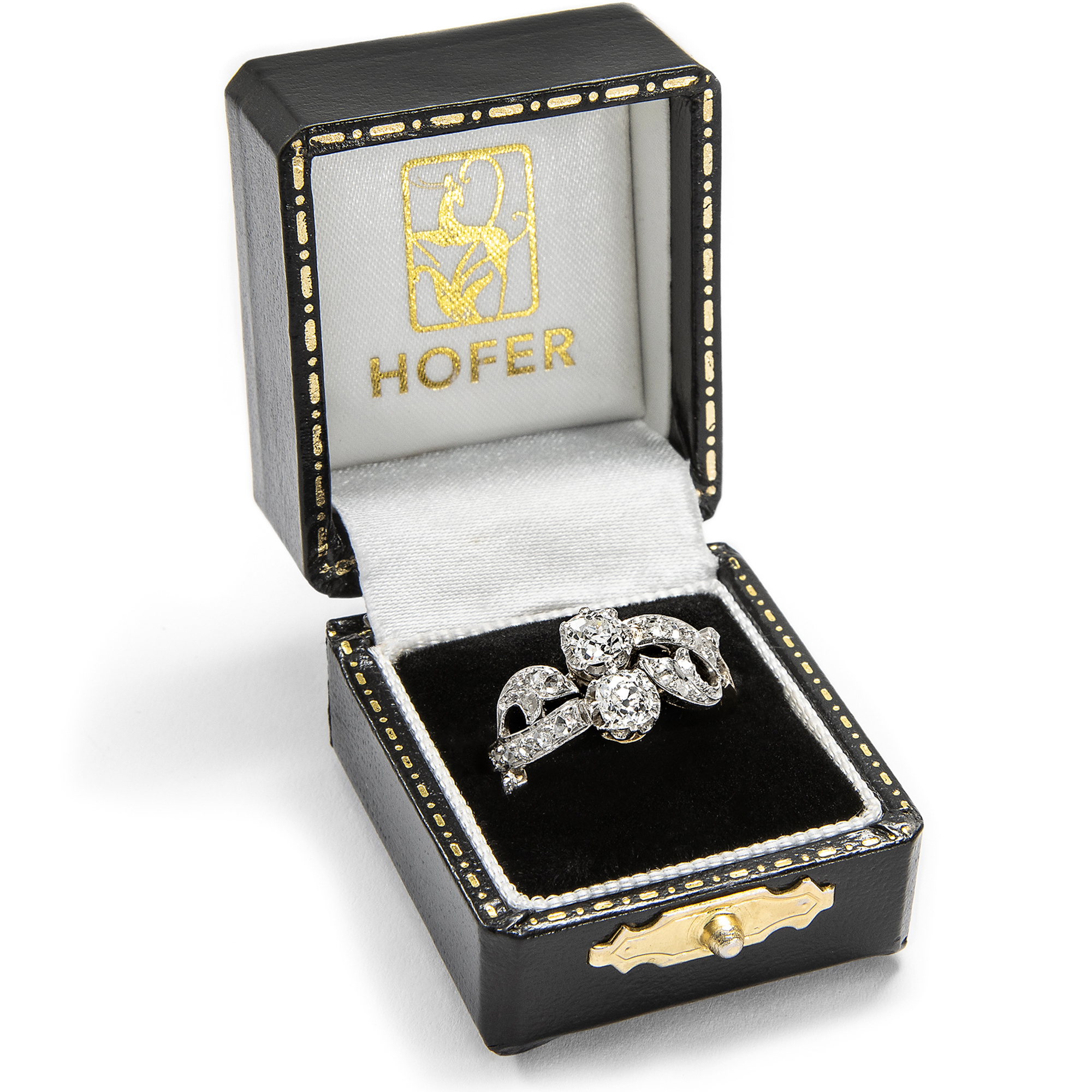 Antique "Toi-et-Moi" Ring with Antique Diamonds in Platinum and Gold, c. 1900 Antique "Toi-et-Moi" Ring with Antique Diamonds in Platinum and Gold, c. 1900